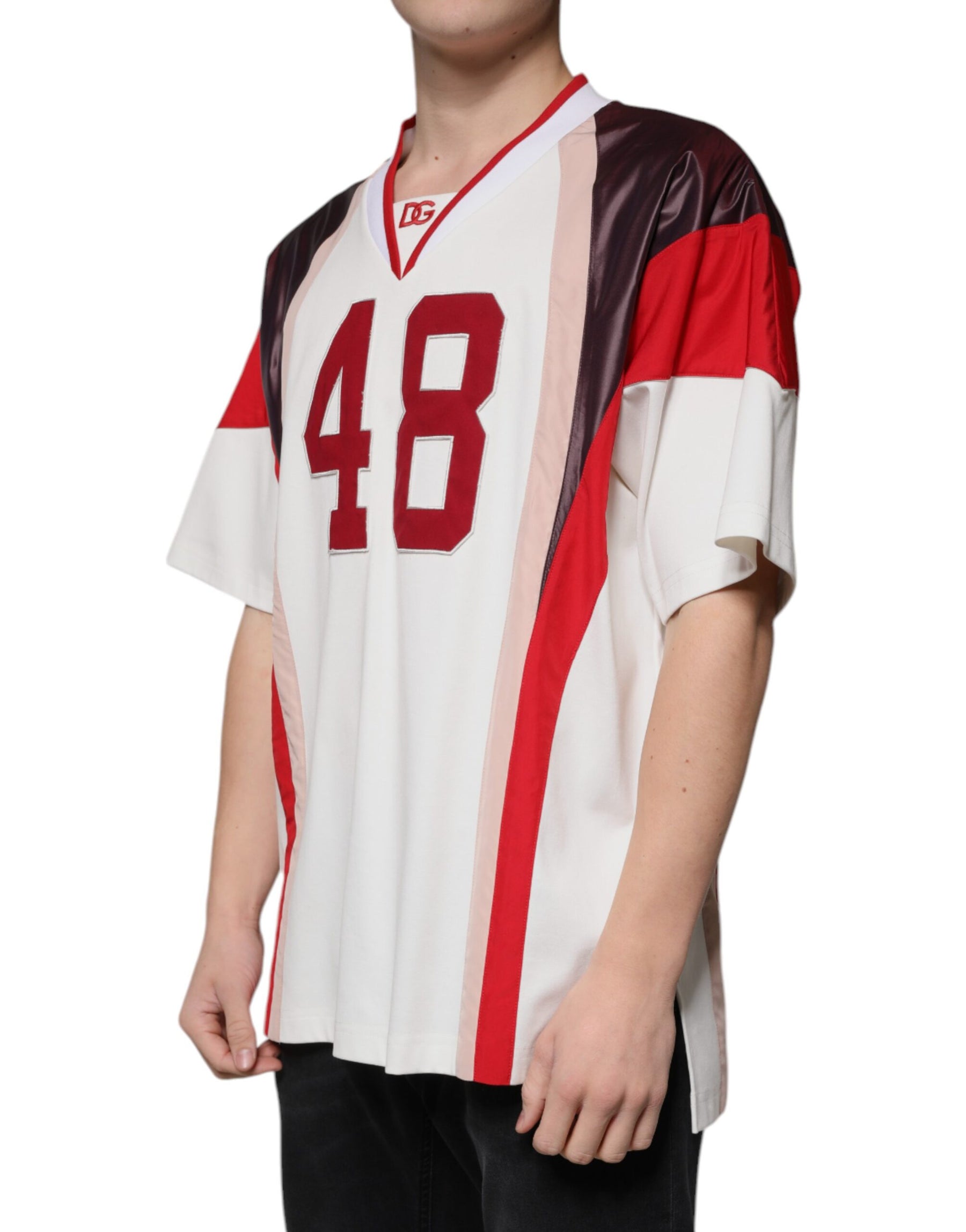 Dolce & Gabbana Multicolor Logo Jersey Cotton V-neck T-shirt | Regal Royce