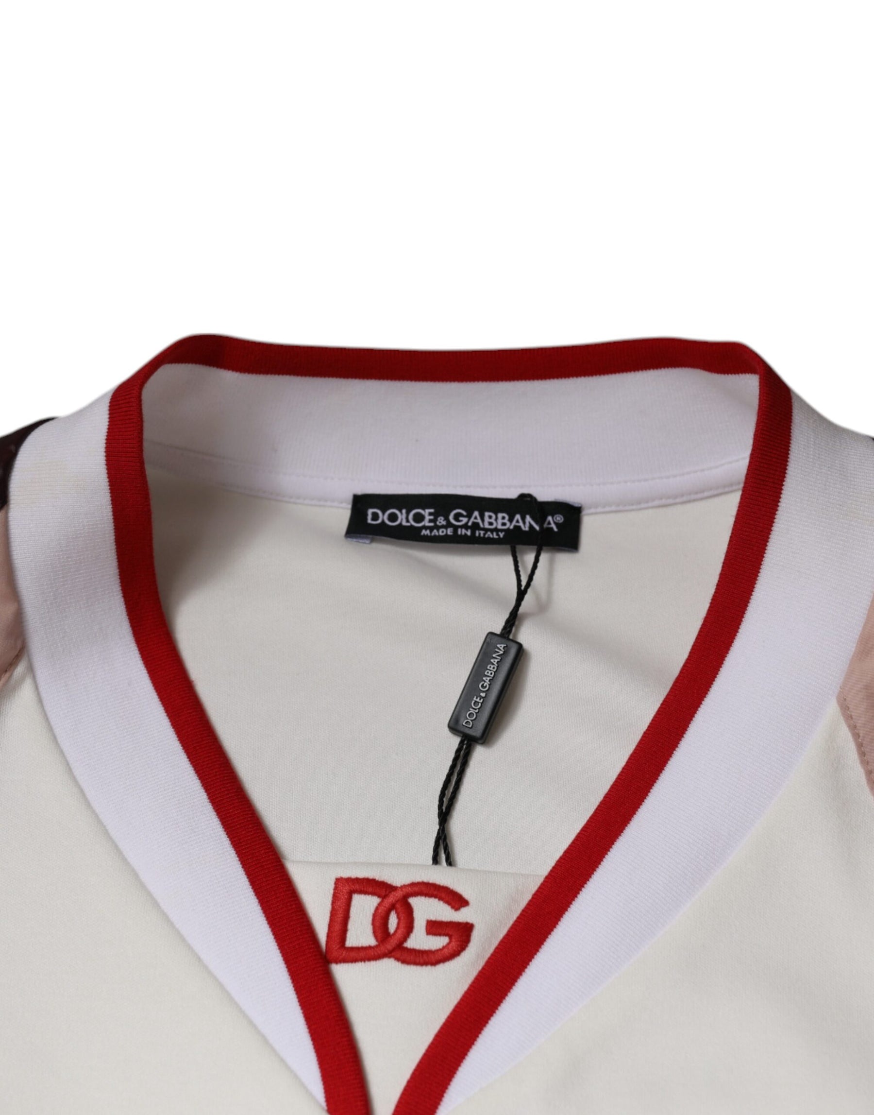 Dolce & Gabbana Multicolor Logo Jersey Cotton V-neck T-shirt | Regal Royce