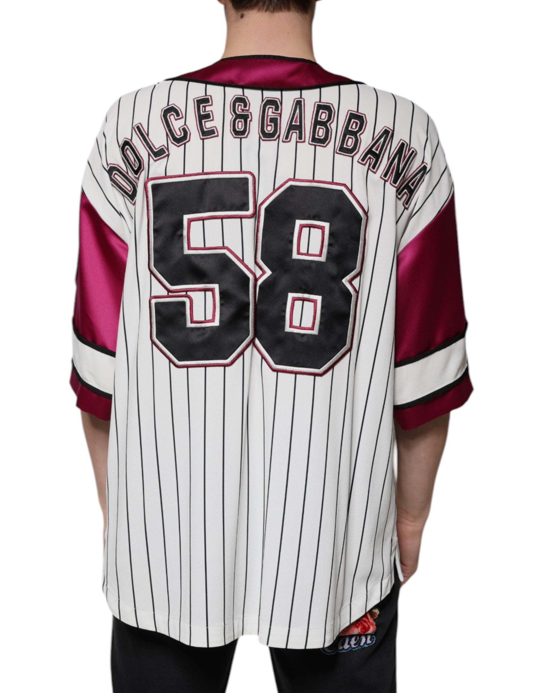 Dolce & Gabbana Multicolor Logo Jersey Button V-neck T-shirt | Regal Royce