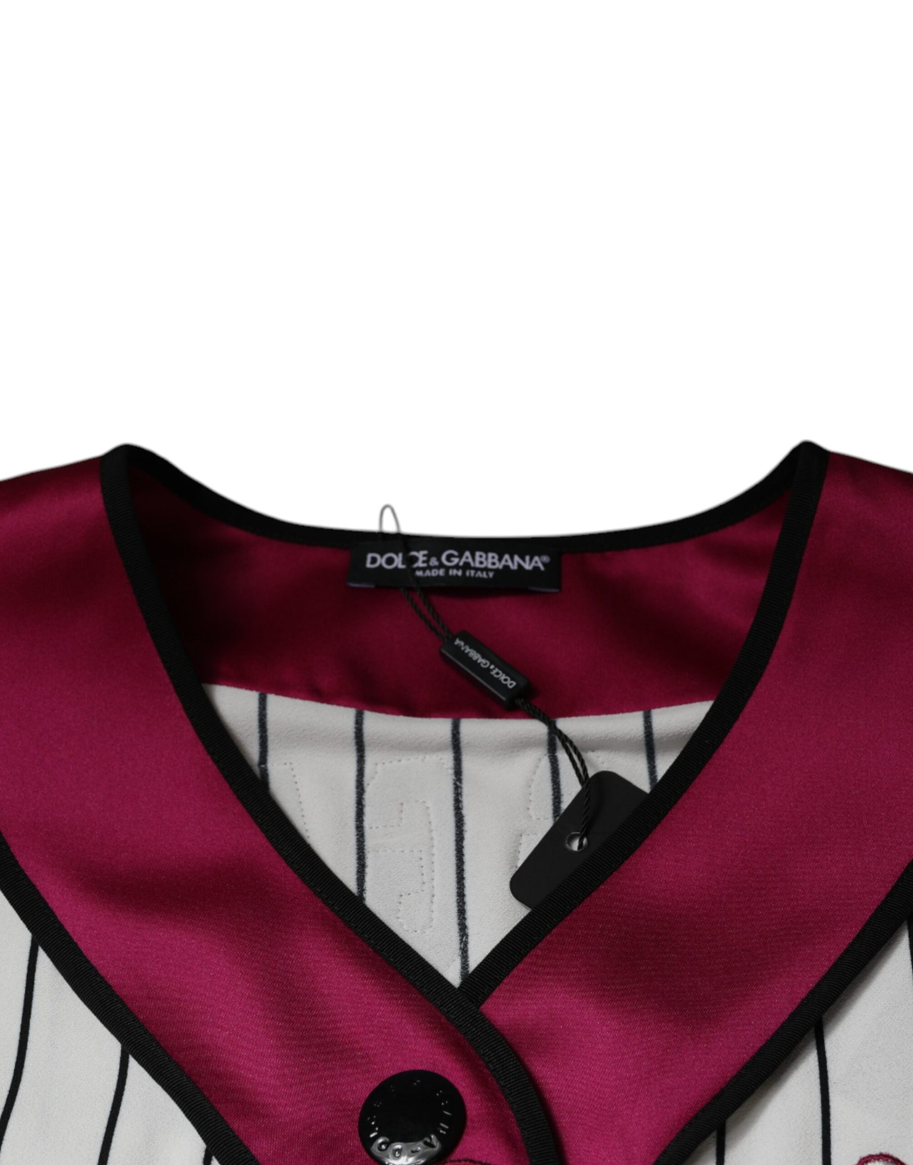 Dolce & Gabbana Multicolor Logo Jersey Button V-neck T-shirt | Regal Royce