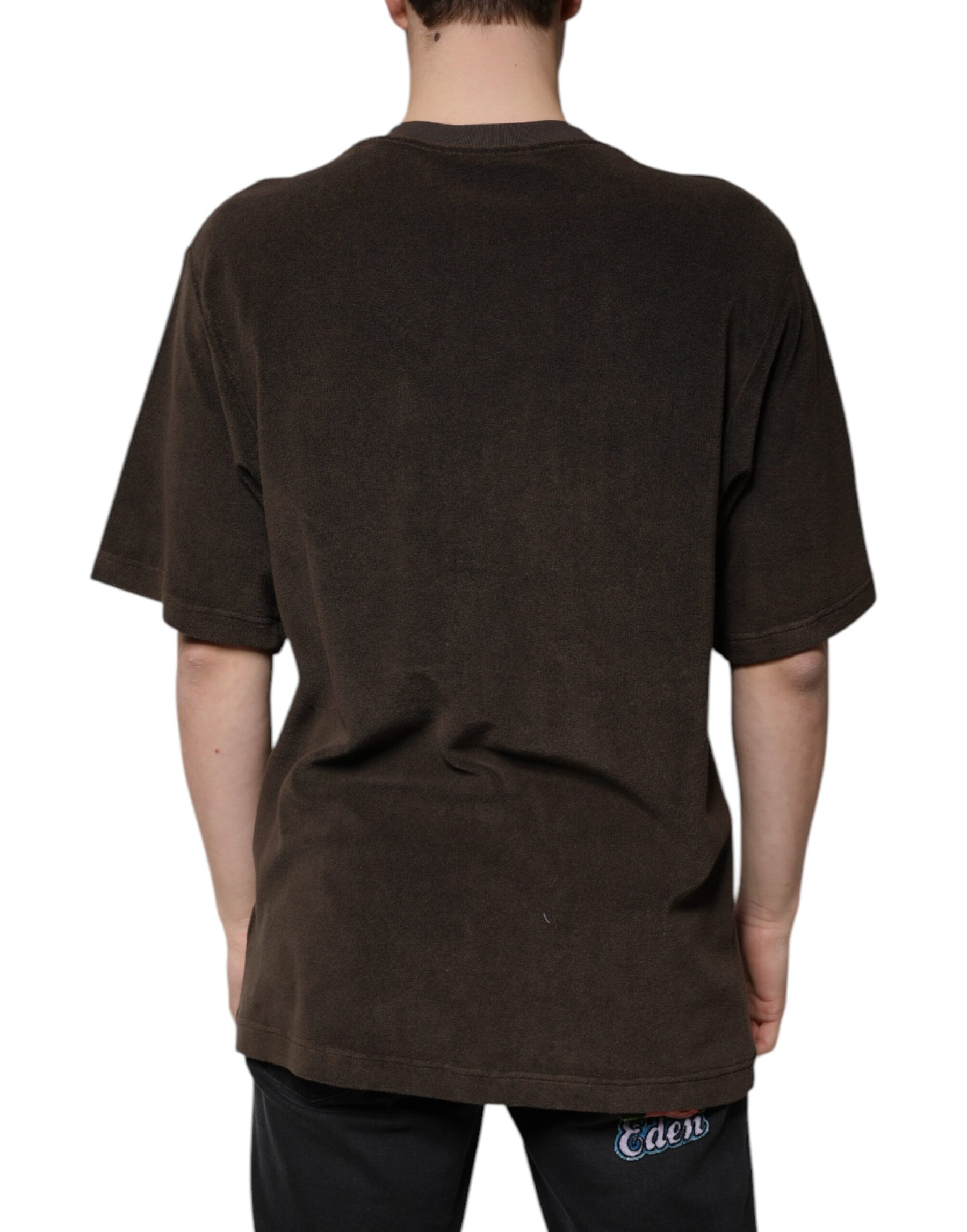 Dolce & Gabbana Brown Cotton Crew Neck Short Sleeves T-shirt | Regal Royce