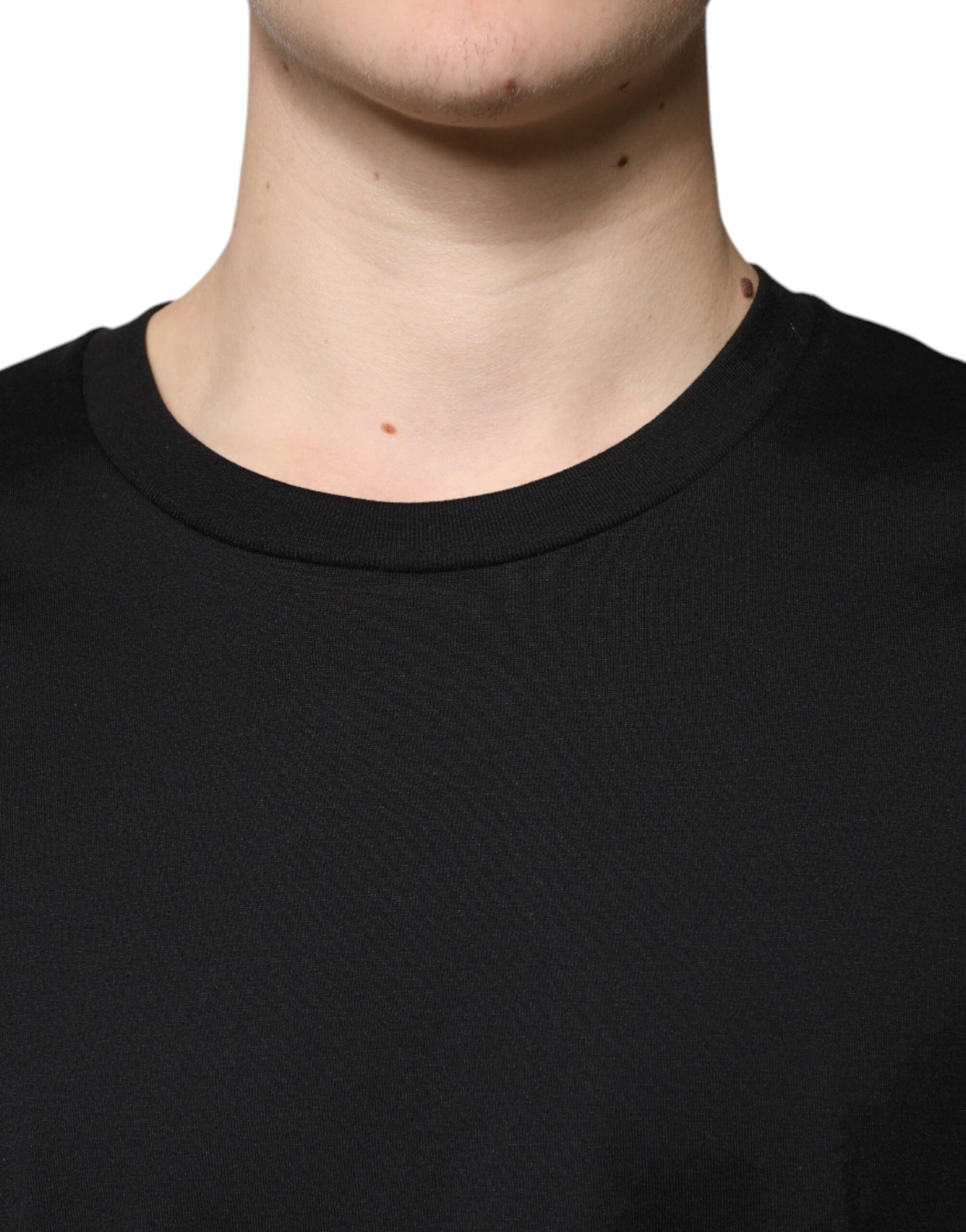Dolce & Gabbana Black Cotton Crew Neck Short Sleeves T-shirt | Regal Royce