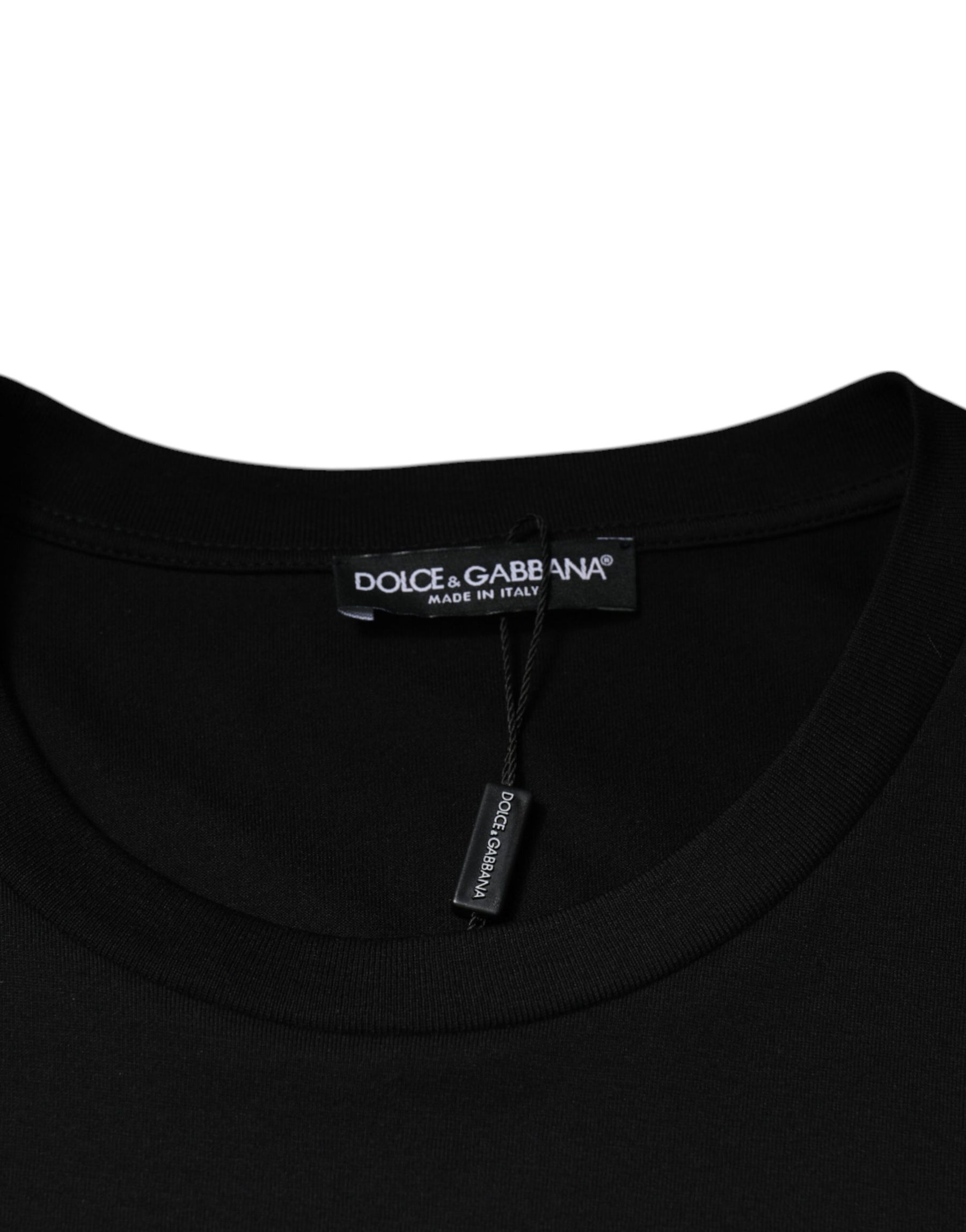 Dolce & Gabbana Black Cotton Crew Neck Short Sleeves T-shirt | Regal Royce