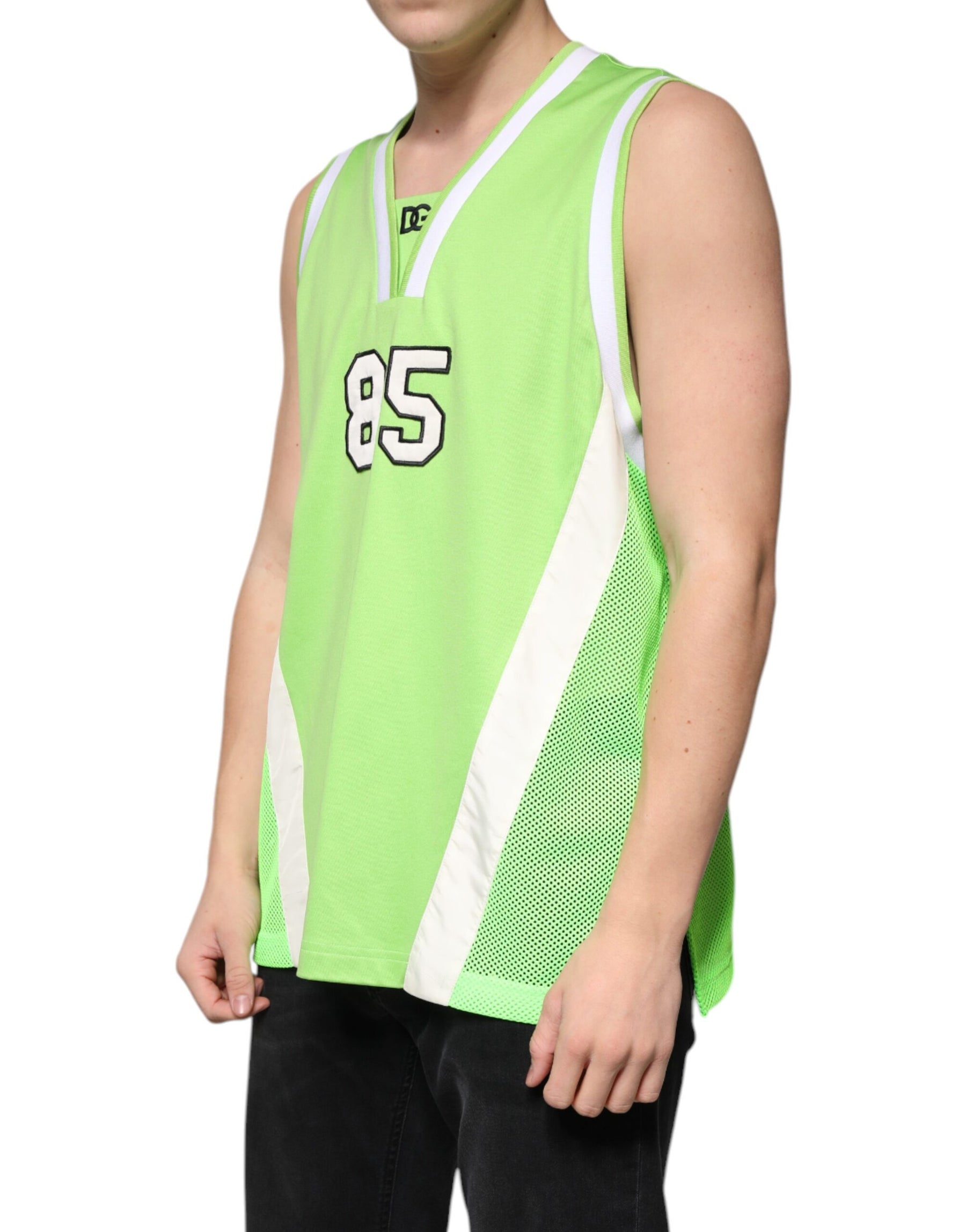 Dolce & Gabbana Green Polyester Jersey Sleeveless T-shirt | Regal Royce