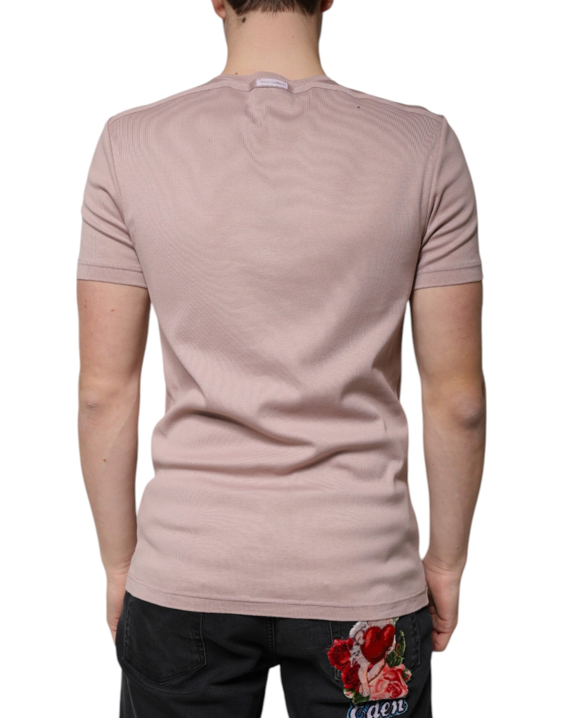 Dolce & Gabbana Brown Cotton Short Sleeves Round Neck T-shirt | Regal Royce