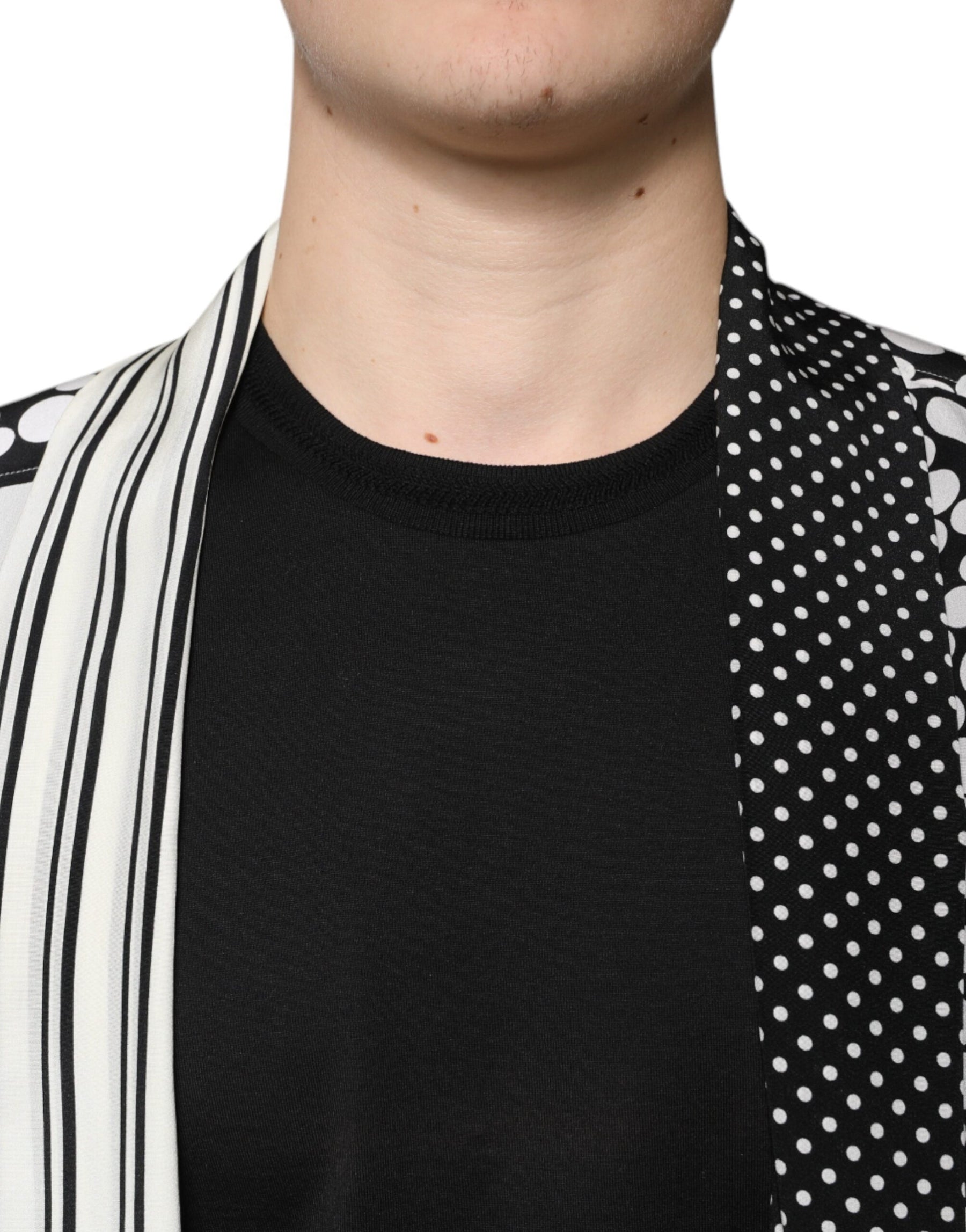 Dolce & Gabbana Black White Polka Dots Silk Men Casual Shirt | Regal Royce