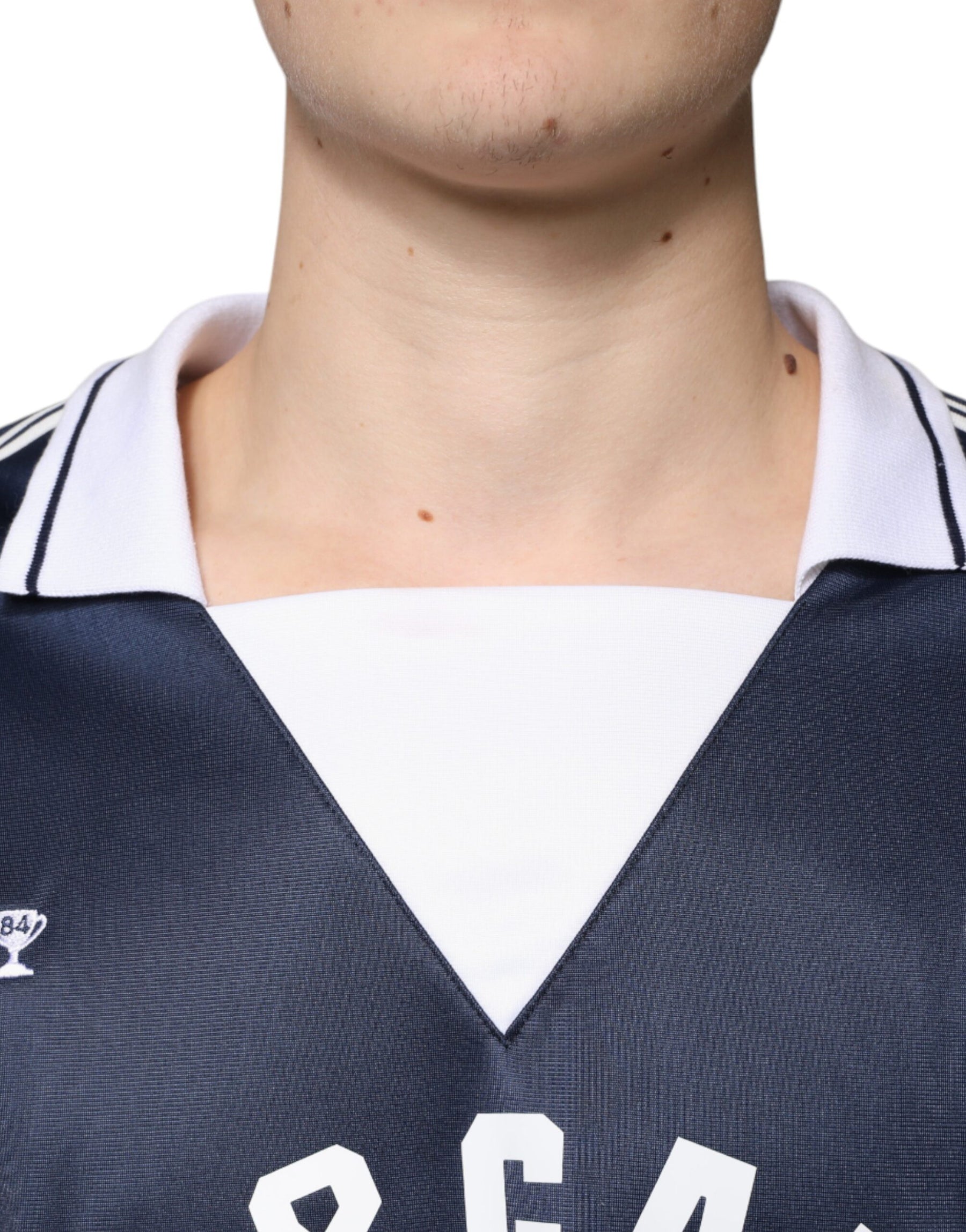 Dolce & Gabbana Blue White Milano Long Sleeve Jersey T-shirt | Regal Royce