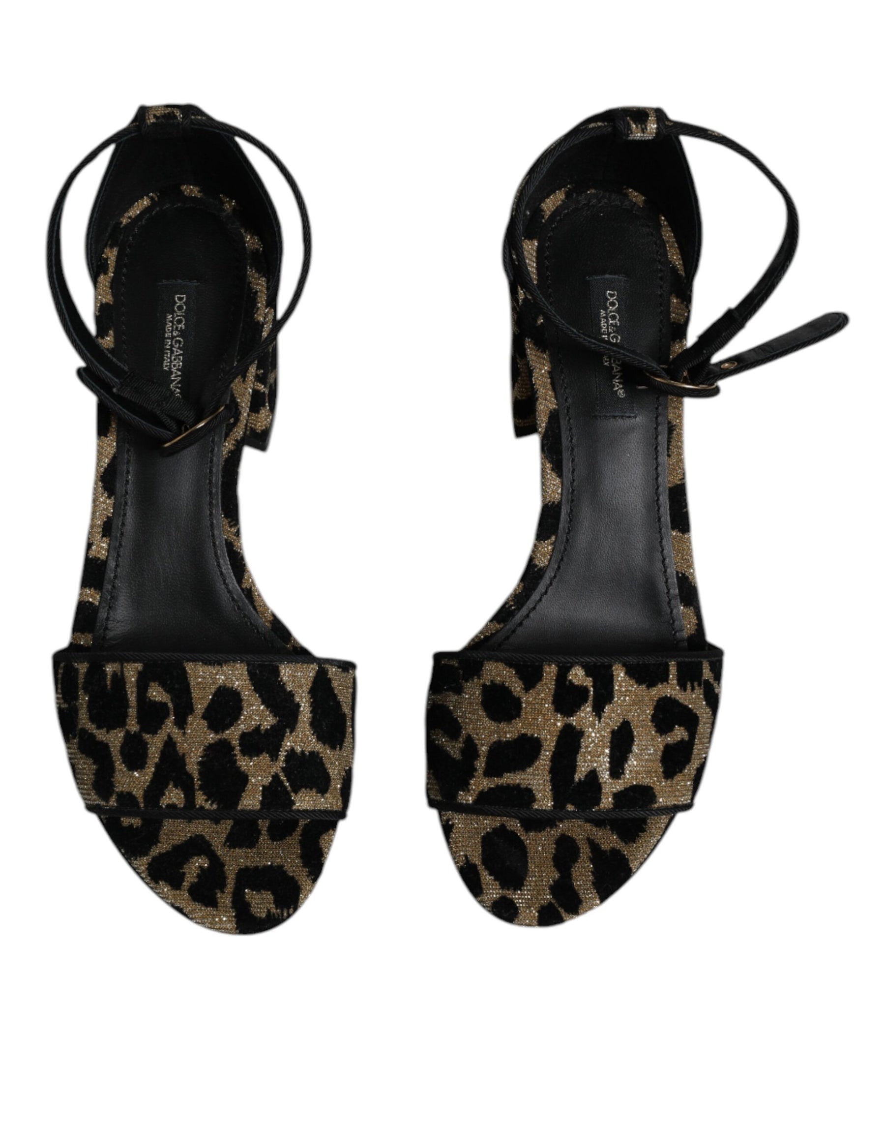 Dolce & Gabbana Gold Leopard Lurex Ankle Strap Heels Sandals Shoes | Regal Royce