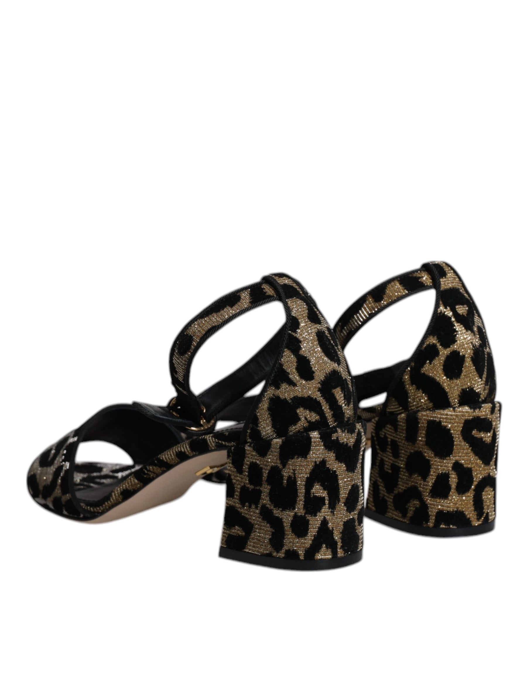 Dolce & Gabbana Gold Leopard Lurex Ankle Strap Heels Sandals Shoes | Regal Royce
