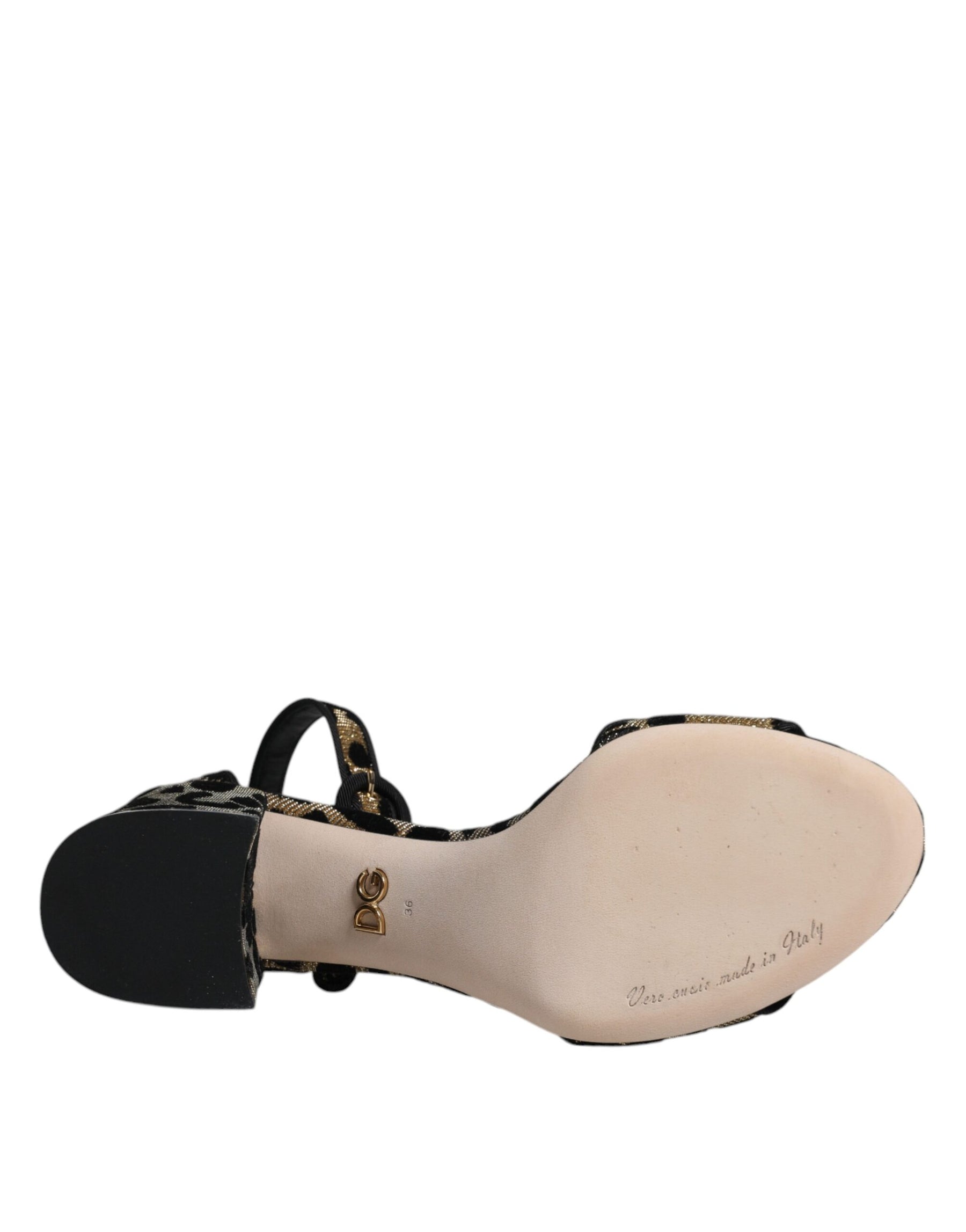 Dolce & Gabbana Gold Leopard Lurex Ankle Strap Heels Sandals Shoes | Regal Royce