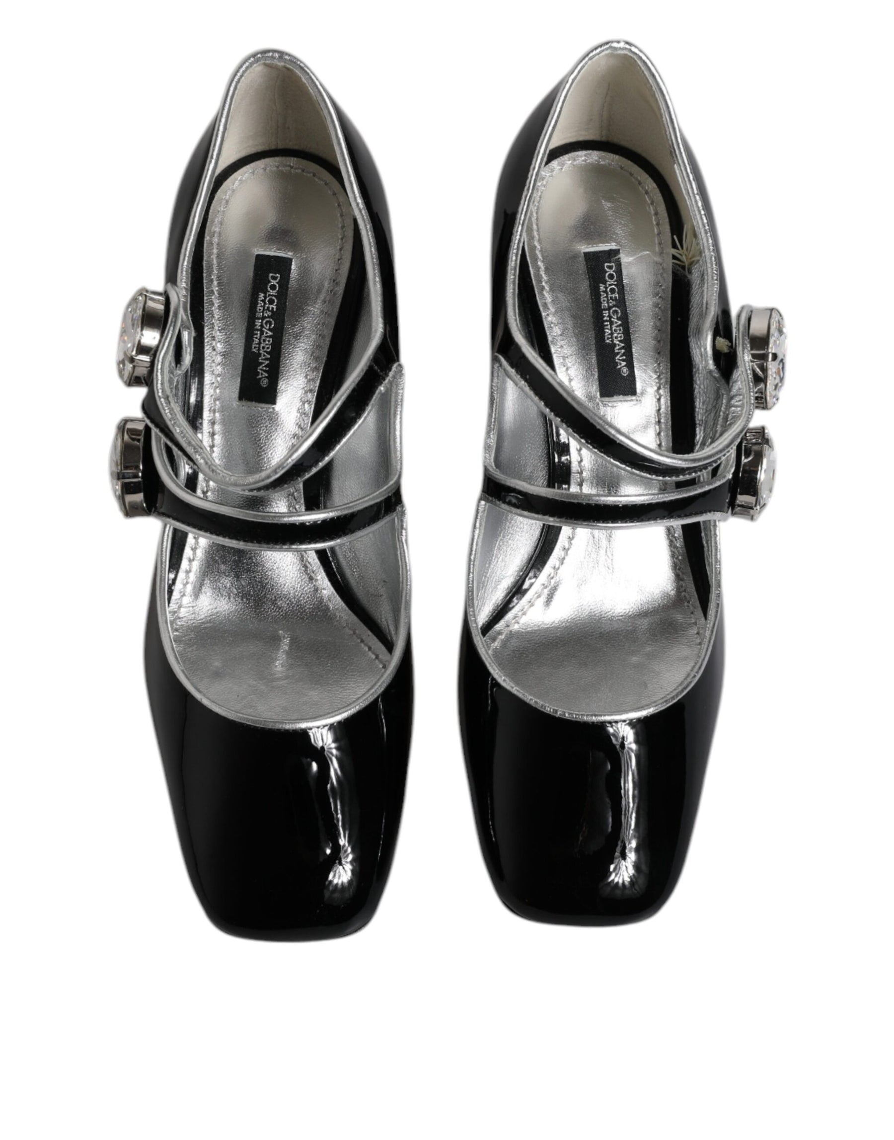 Dolce & Gabbana Black Patent Leather Crystal Mary Jane Pumps Shoes | Regal Royce