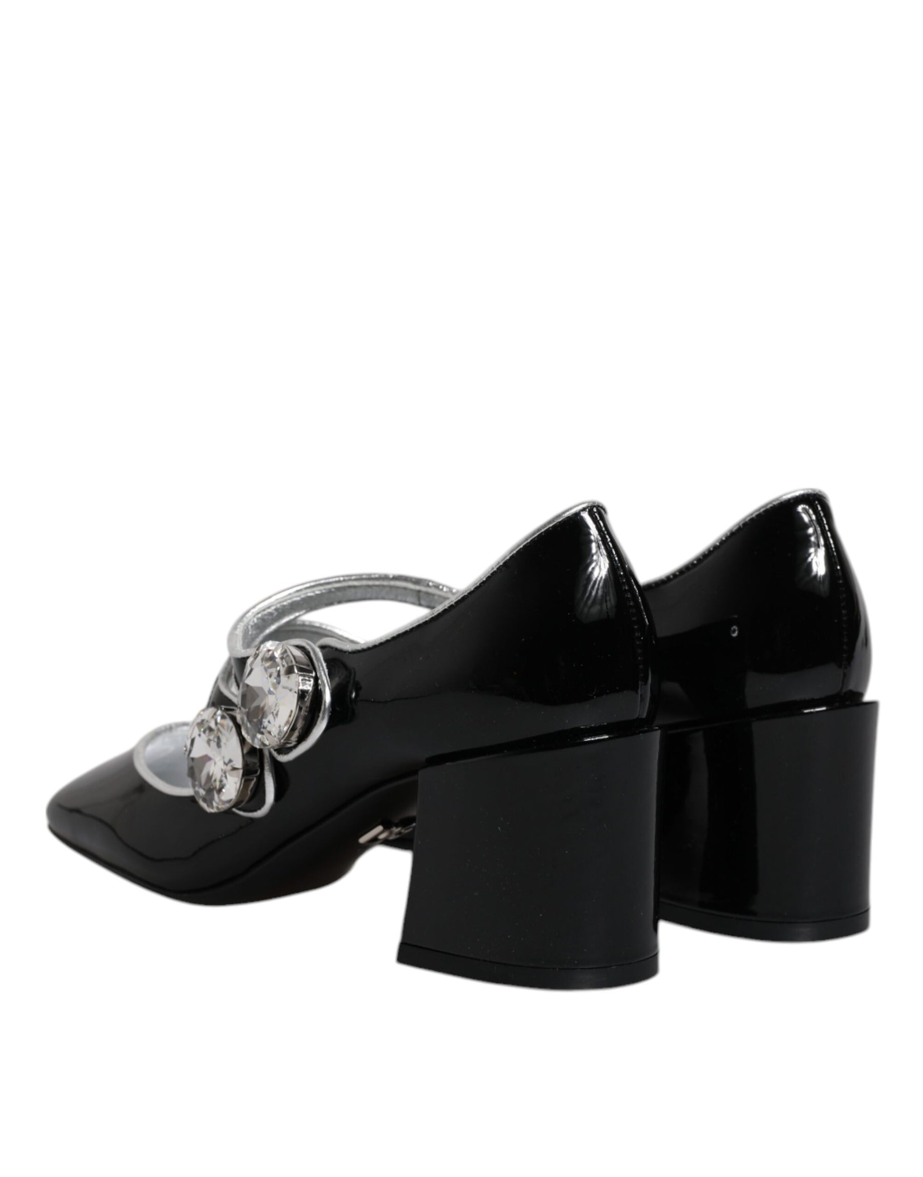 Dolce & Gabbana Black Patent Leather Crystal Mary Jane Pumps Shoes | Regal Royce