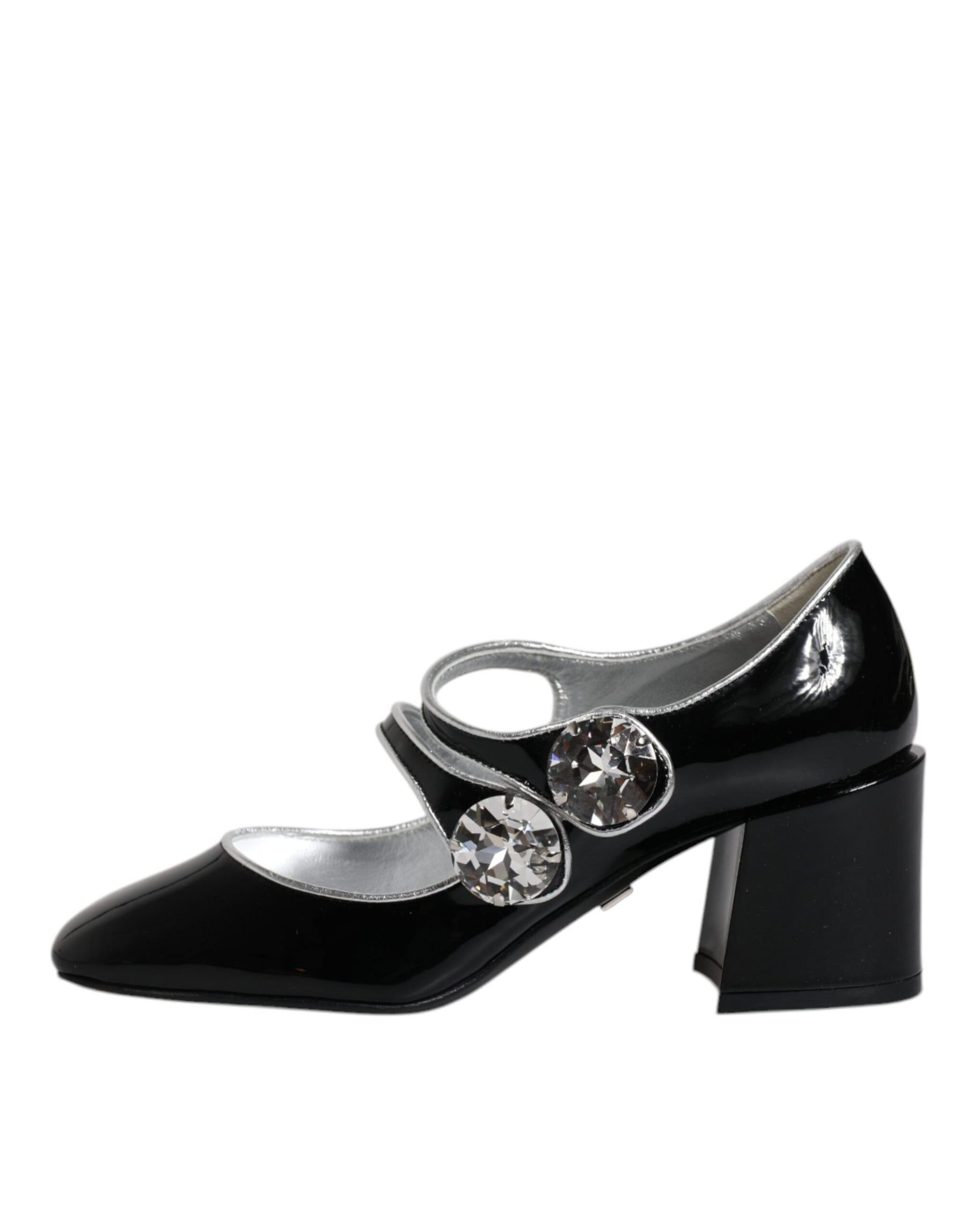 Dolce & Gabbana Black Patent Leather Crystal Mary Jane Pumps Shoes | Regal Royce