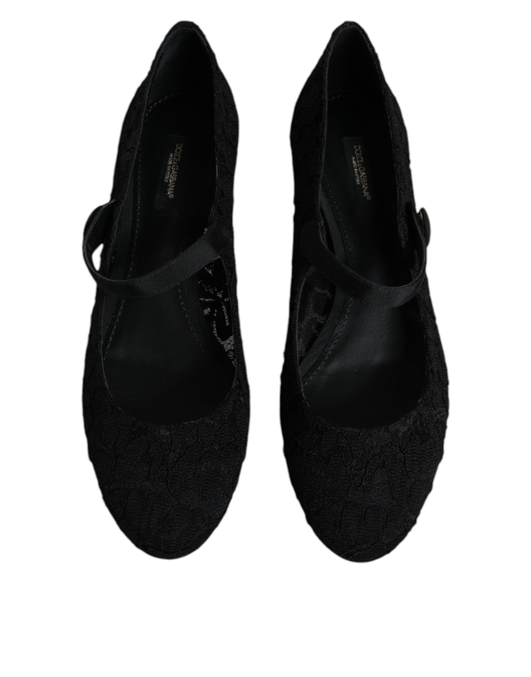 Dolce & Gabbana Black Mary Jane Taormina Lace Pumps Shoes | Regal Royce