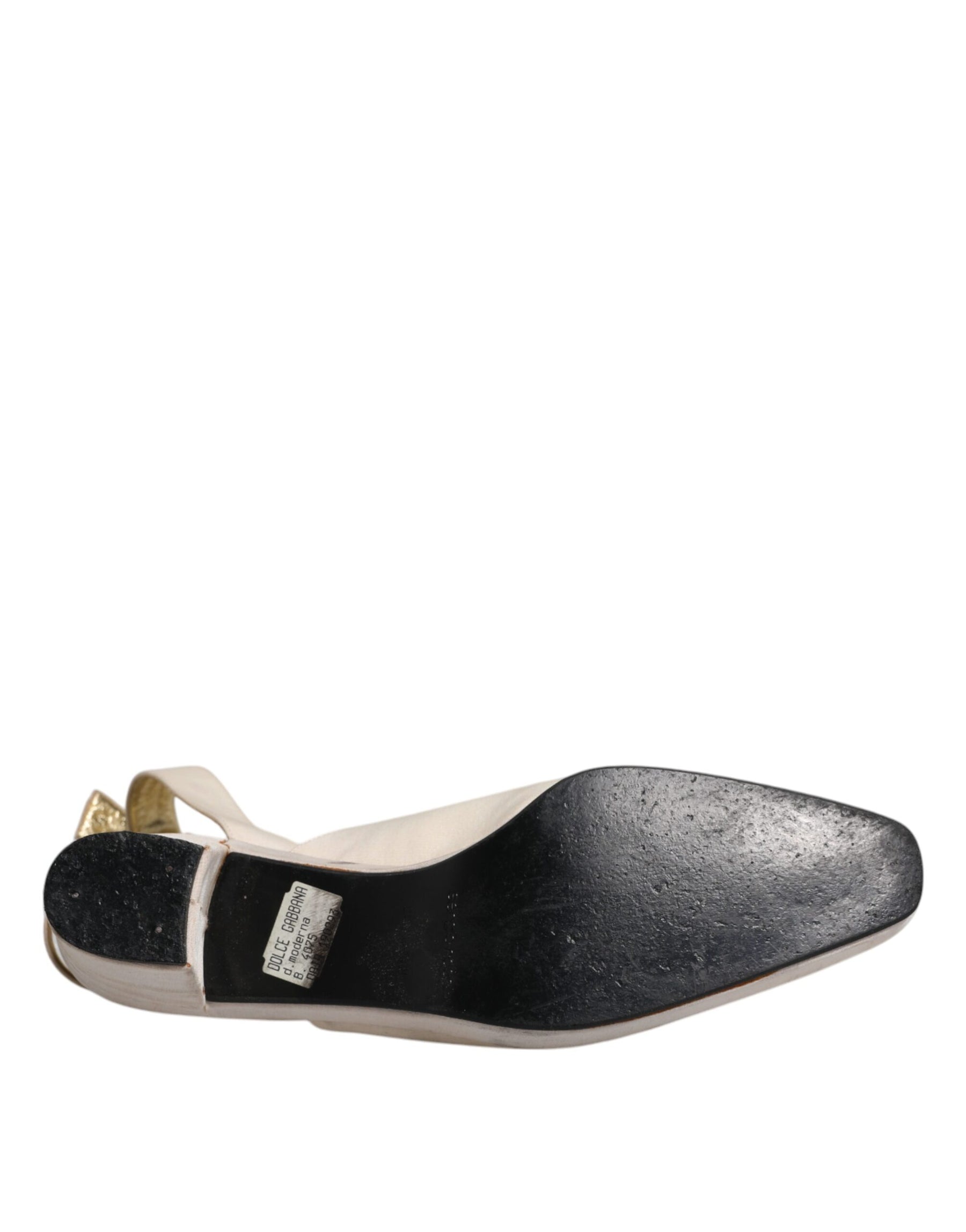 Dolce & Gabbana Off White Block Heels Slingback Sandals Shoes | Regal Royce