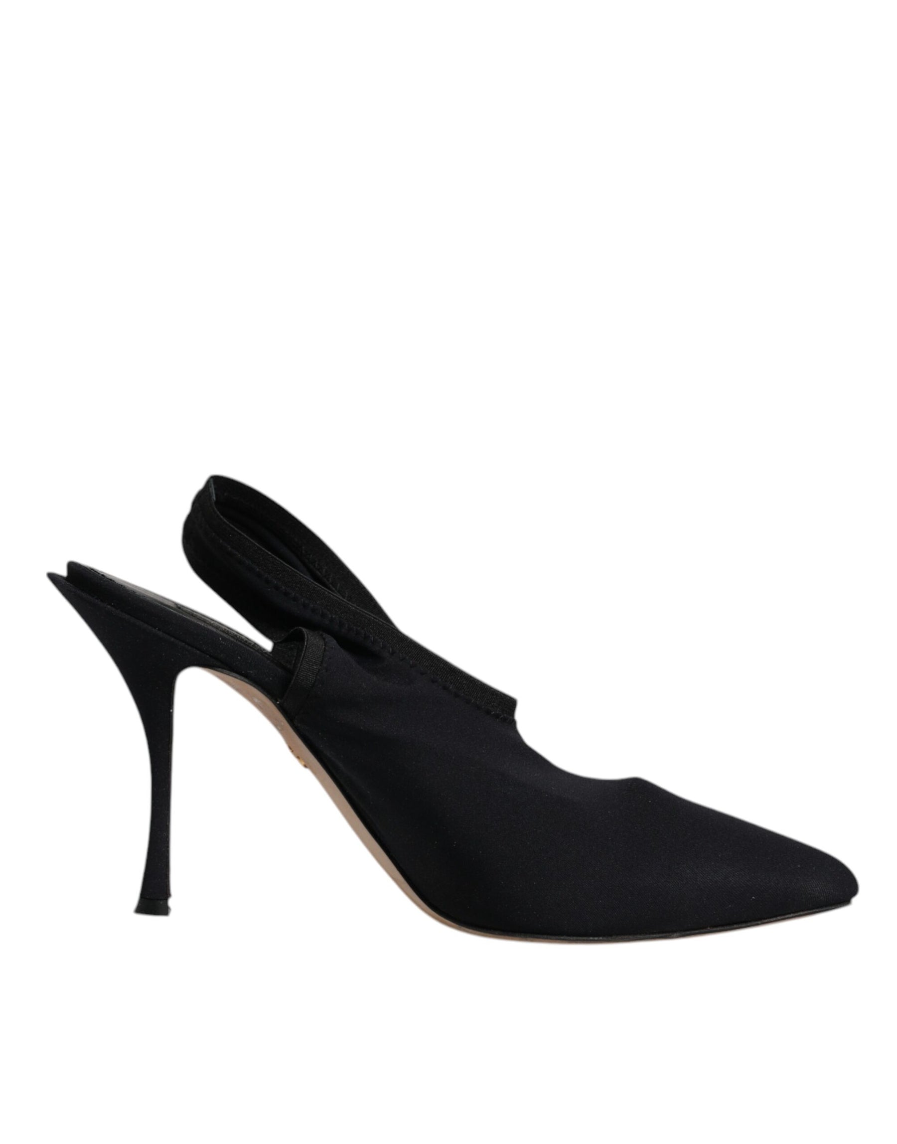 Dolce & Gabbana Black Jersey Stretch Heels Slingback Shoes | Regal Royce