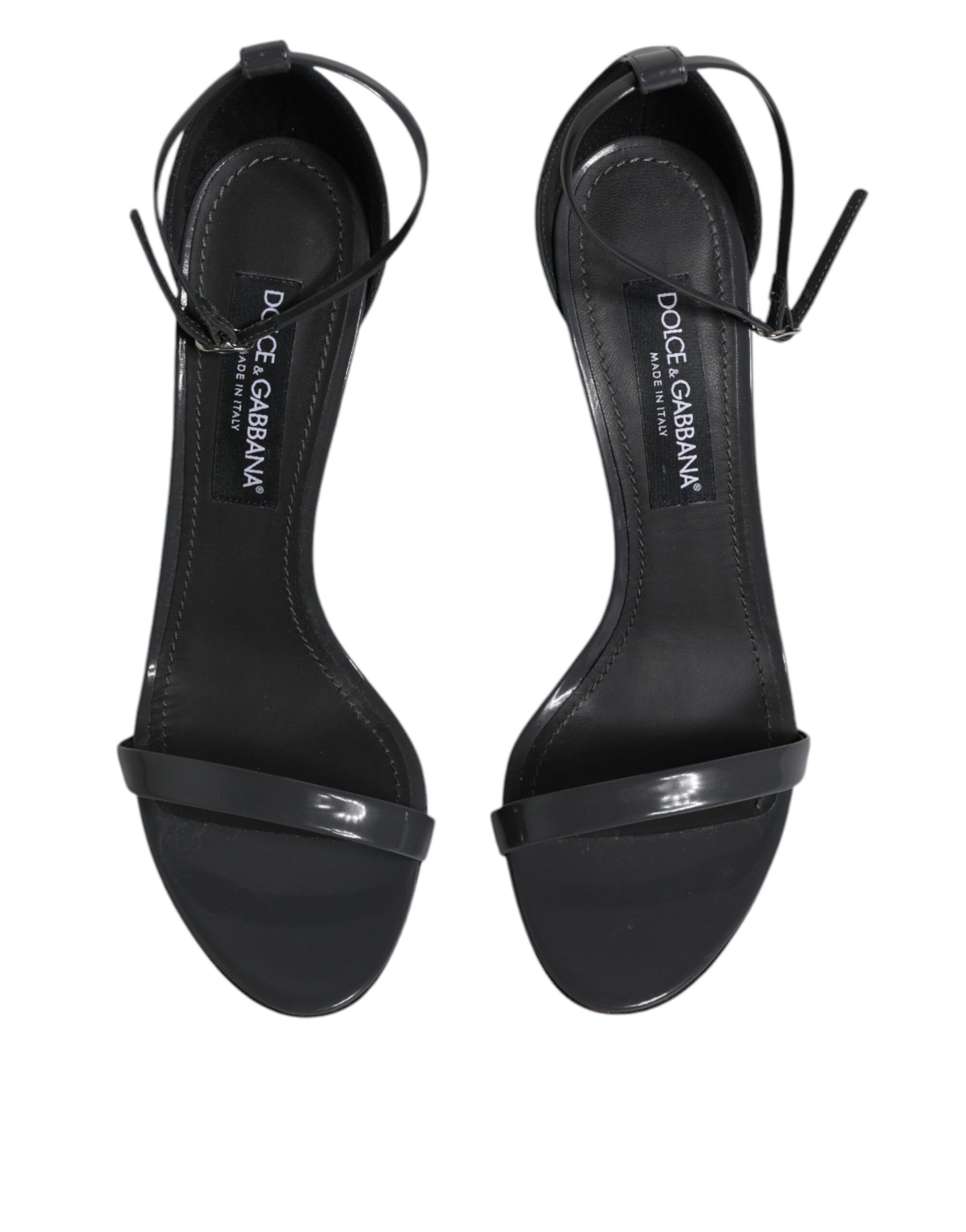 Dolce & Gabbana Grey Leather Ankle Strap Heel Sandals Shoes | Regal Royce