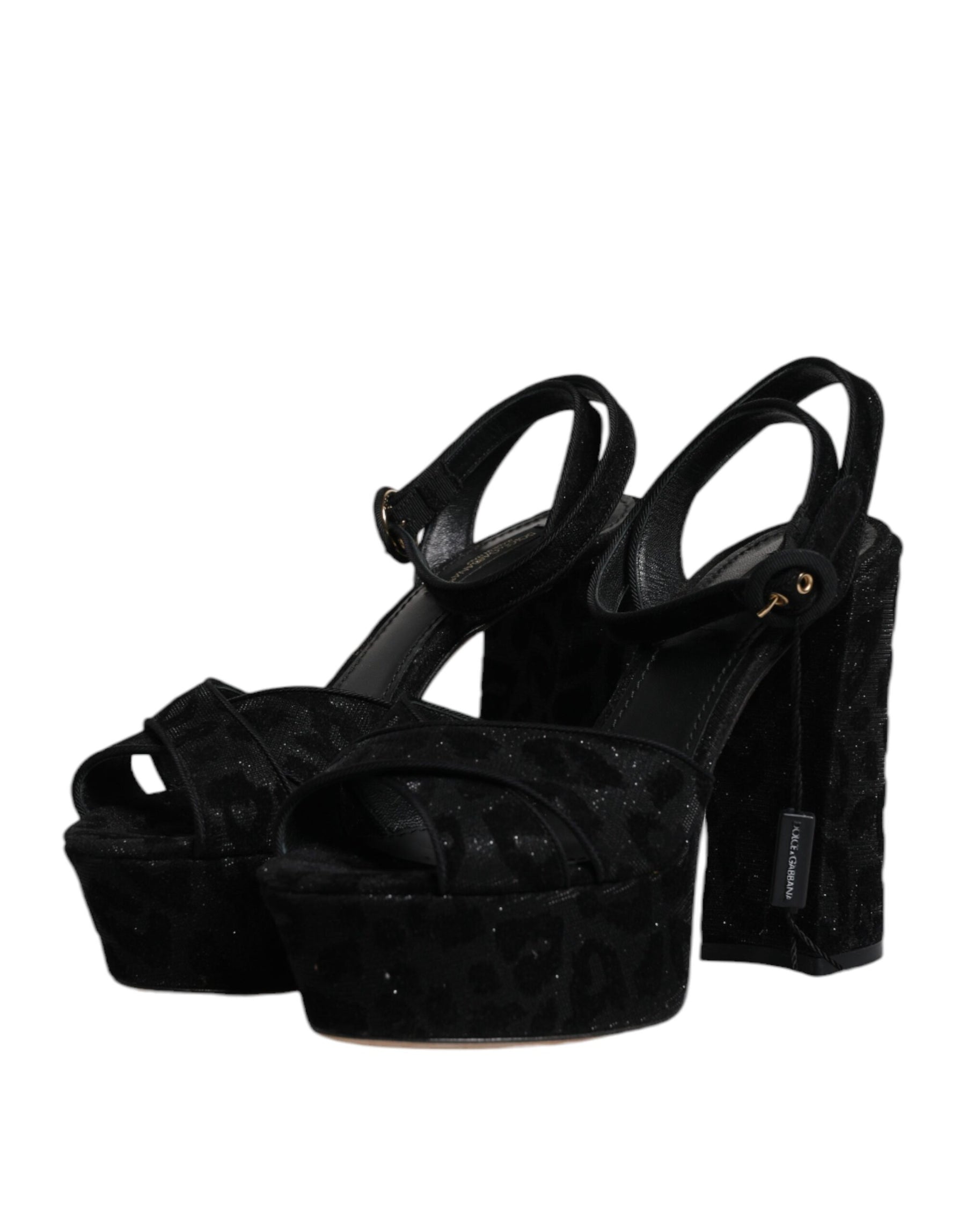 Dolce & Gabbana Black Leopard Platform Heels Sandals Shoes | Regal Royce