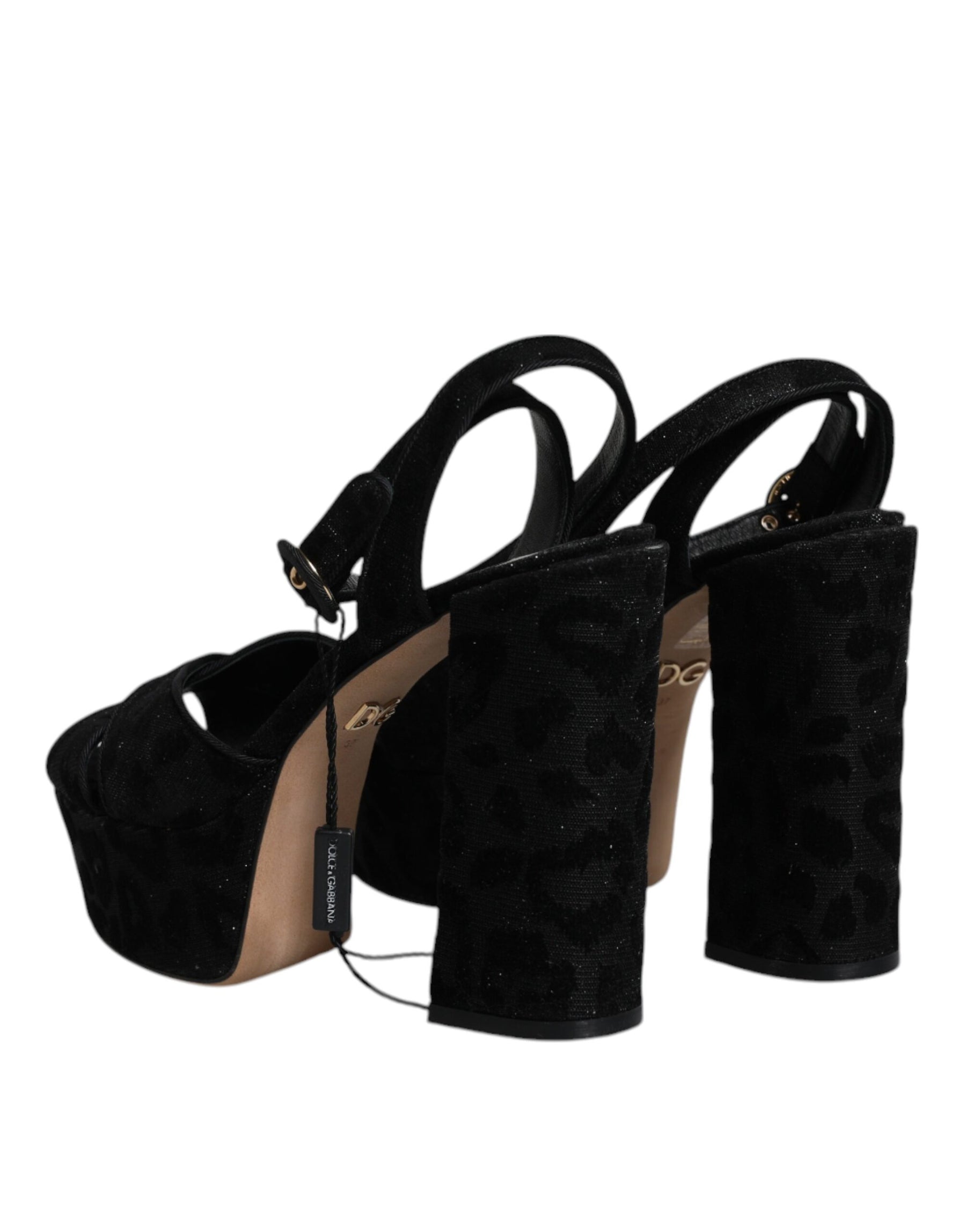Dolce & Gabbana Black Leopard Platform Heels Sandals Shoes | Regal Royce