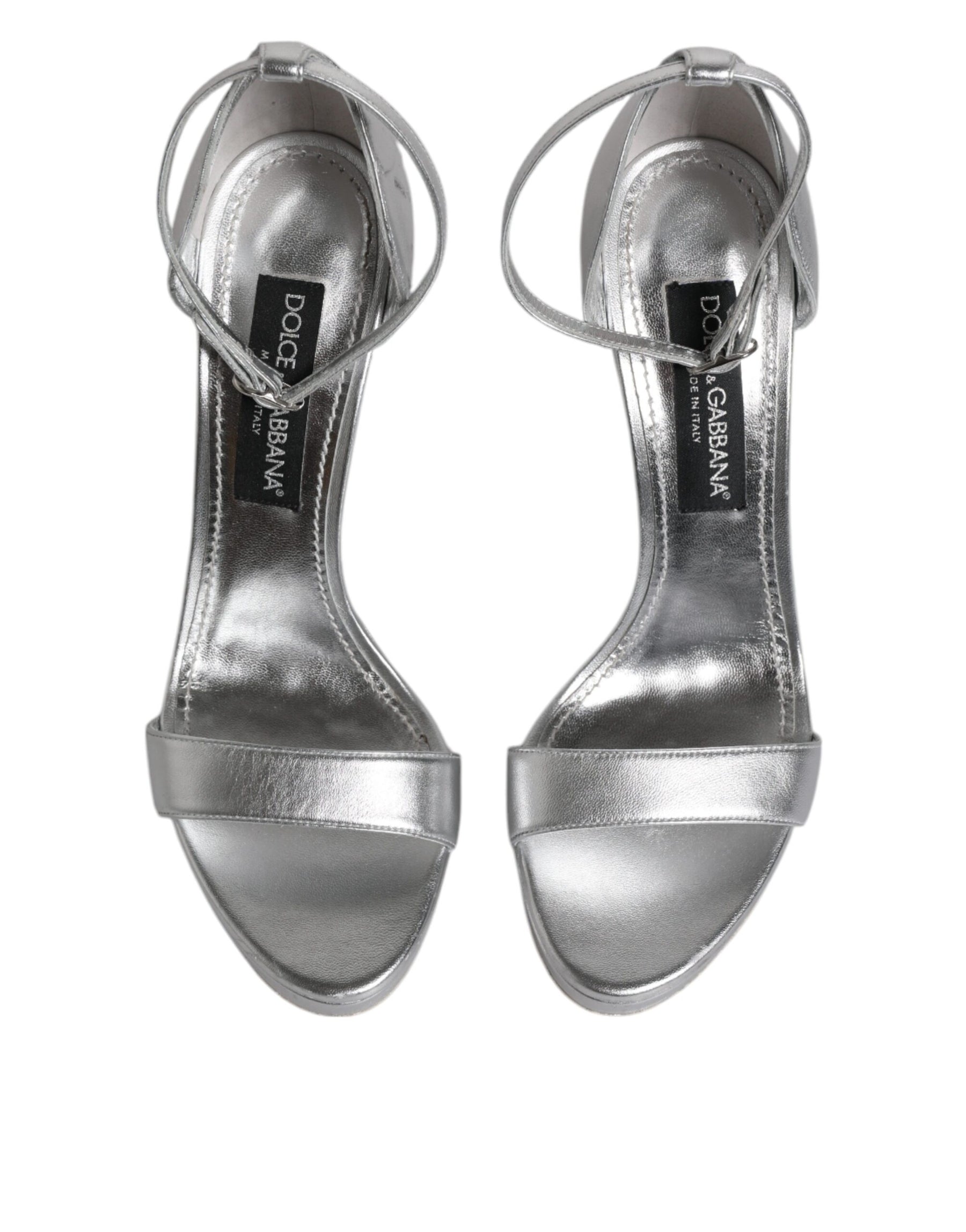 Dolce & Gabbana Silver Leather Platform Keira Sandals Shoes | Regal Royce