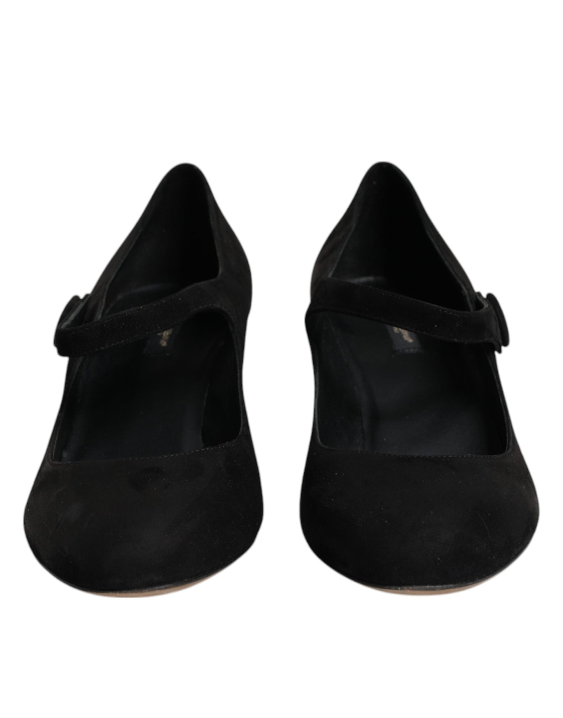 Dolce & Gabbana Black Suede Leather Block Heels Pumps Shoes | Regal Royce
