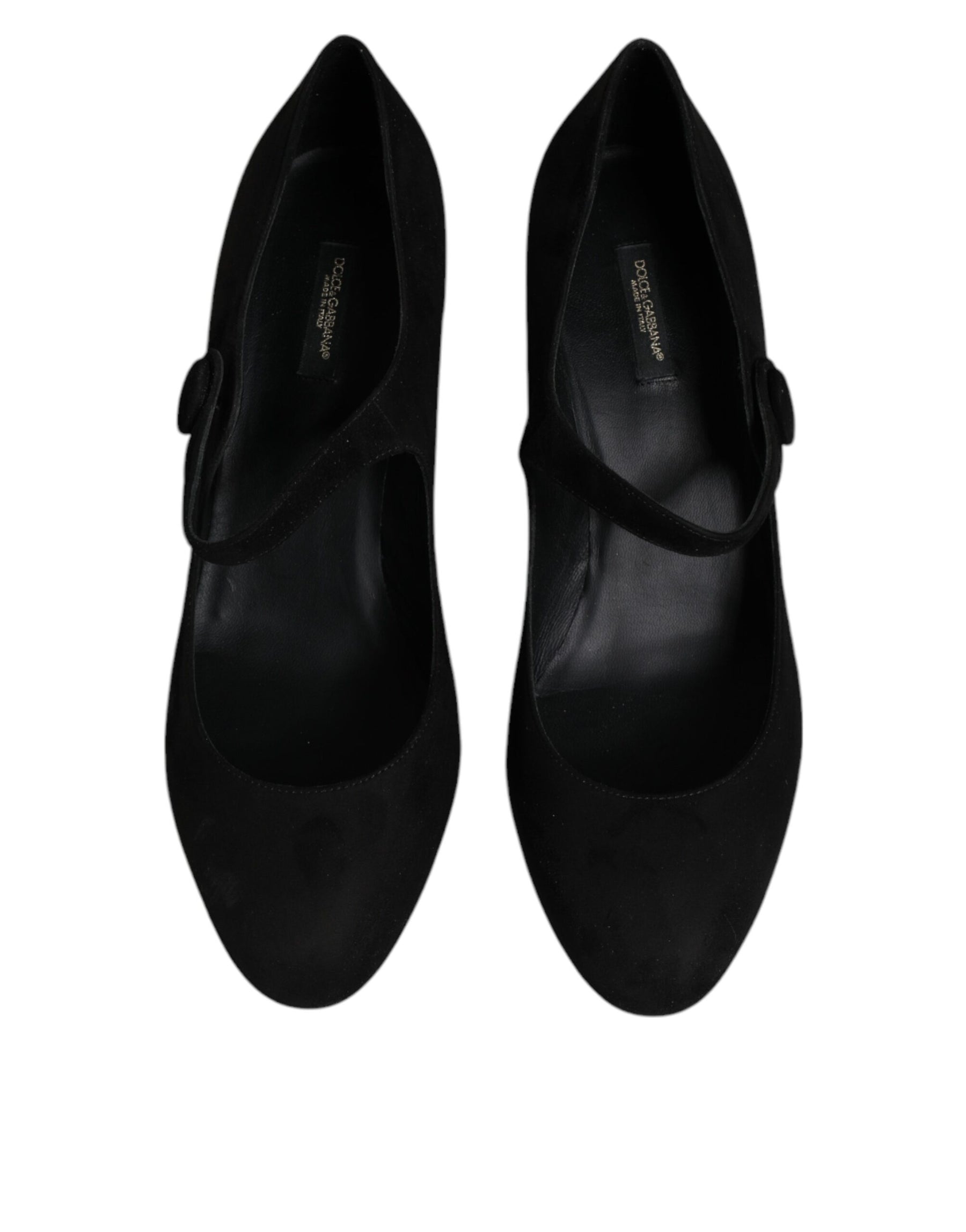 Dolce & Gabbana Black Suede Leather Block Heels Pumps Shoes | Regal Royce