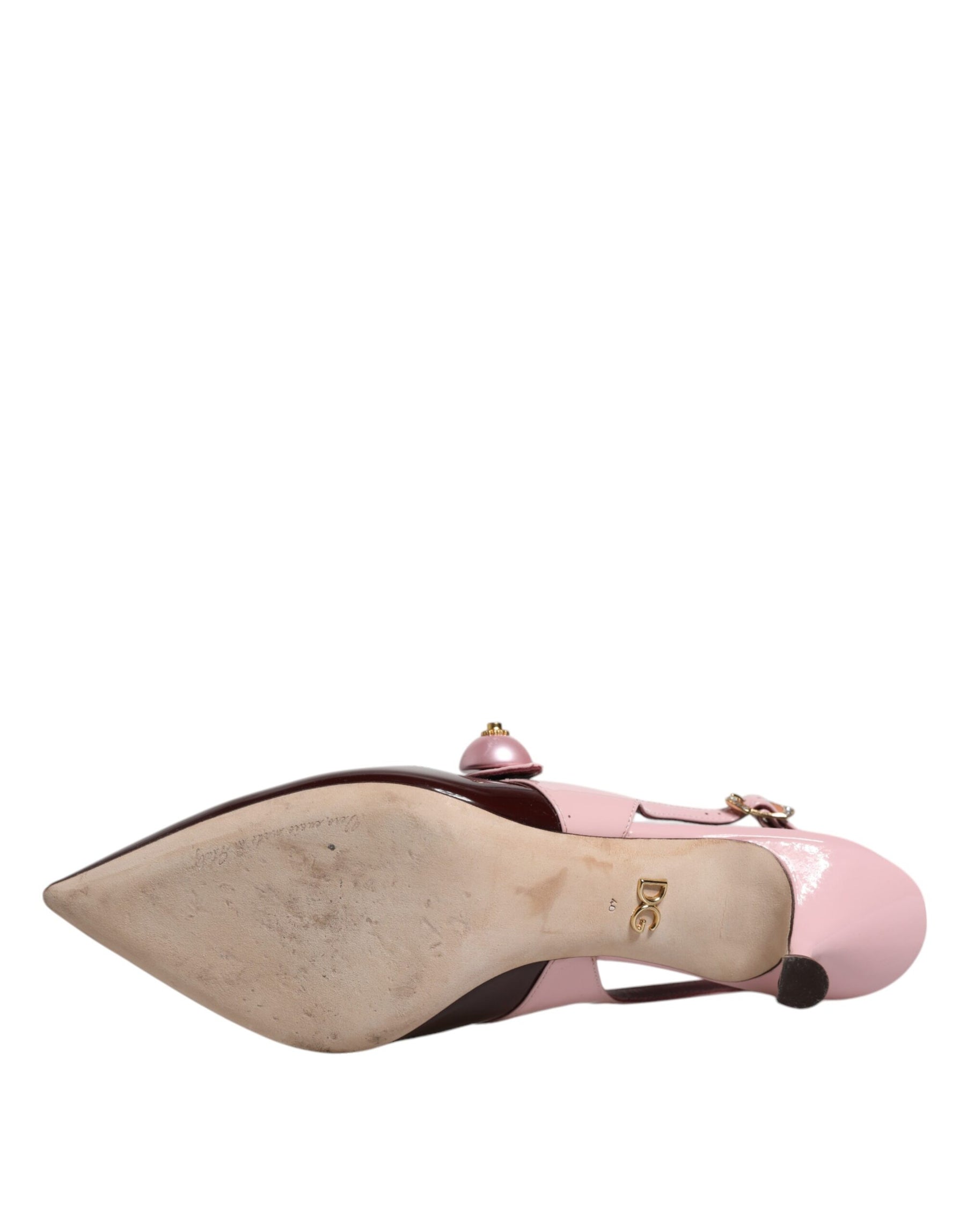 Dolce & Gabbana Pink Maroon Leather Kitten Heels Slingbacks Shoes | Regal Royce