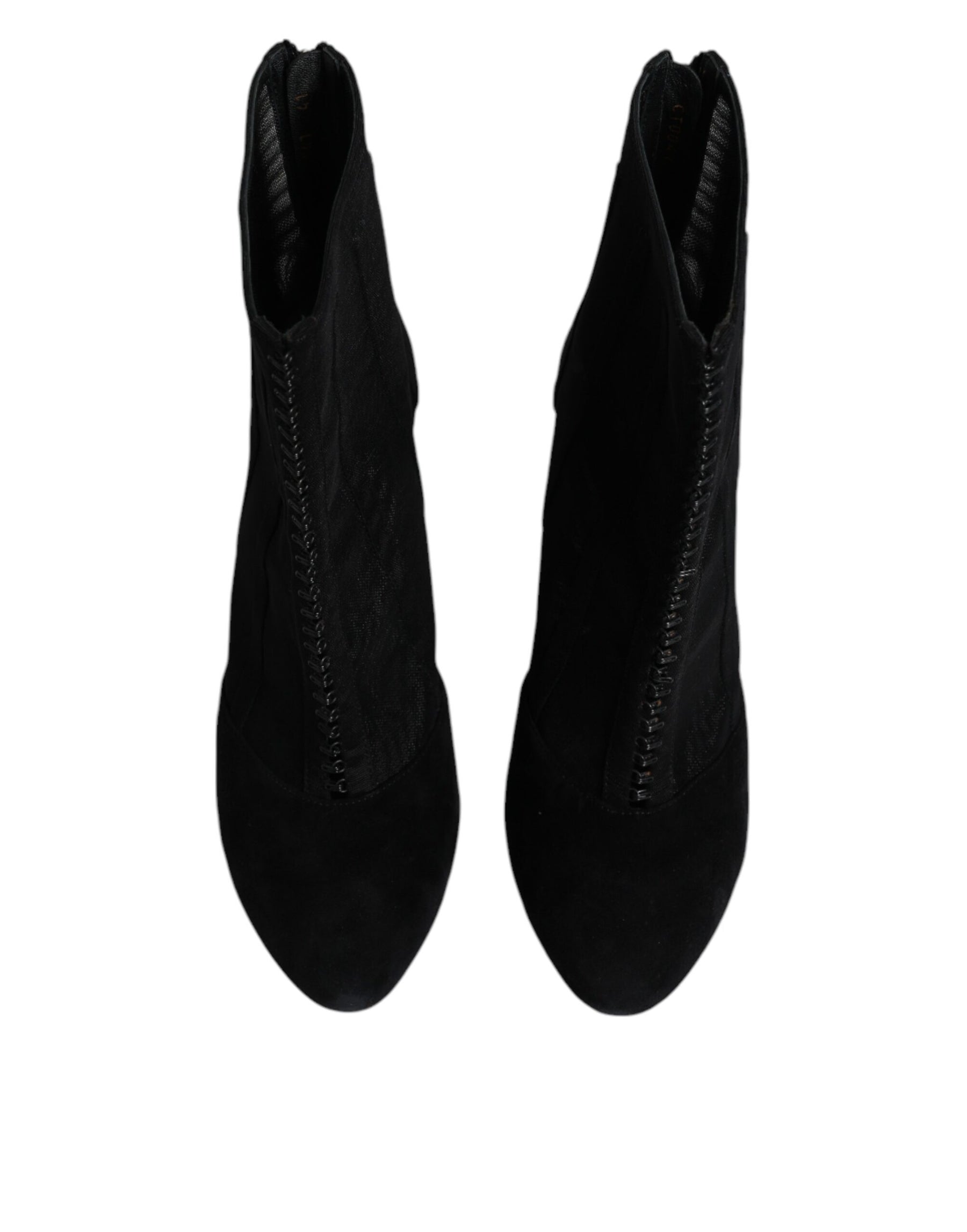 Dolce & Gabbana Black Mesh Stiletto Heels Ankle Boots Shoes | Regal Royce