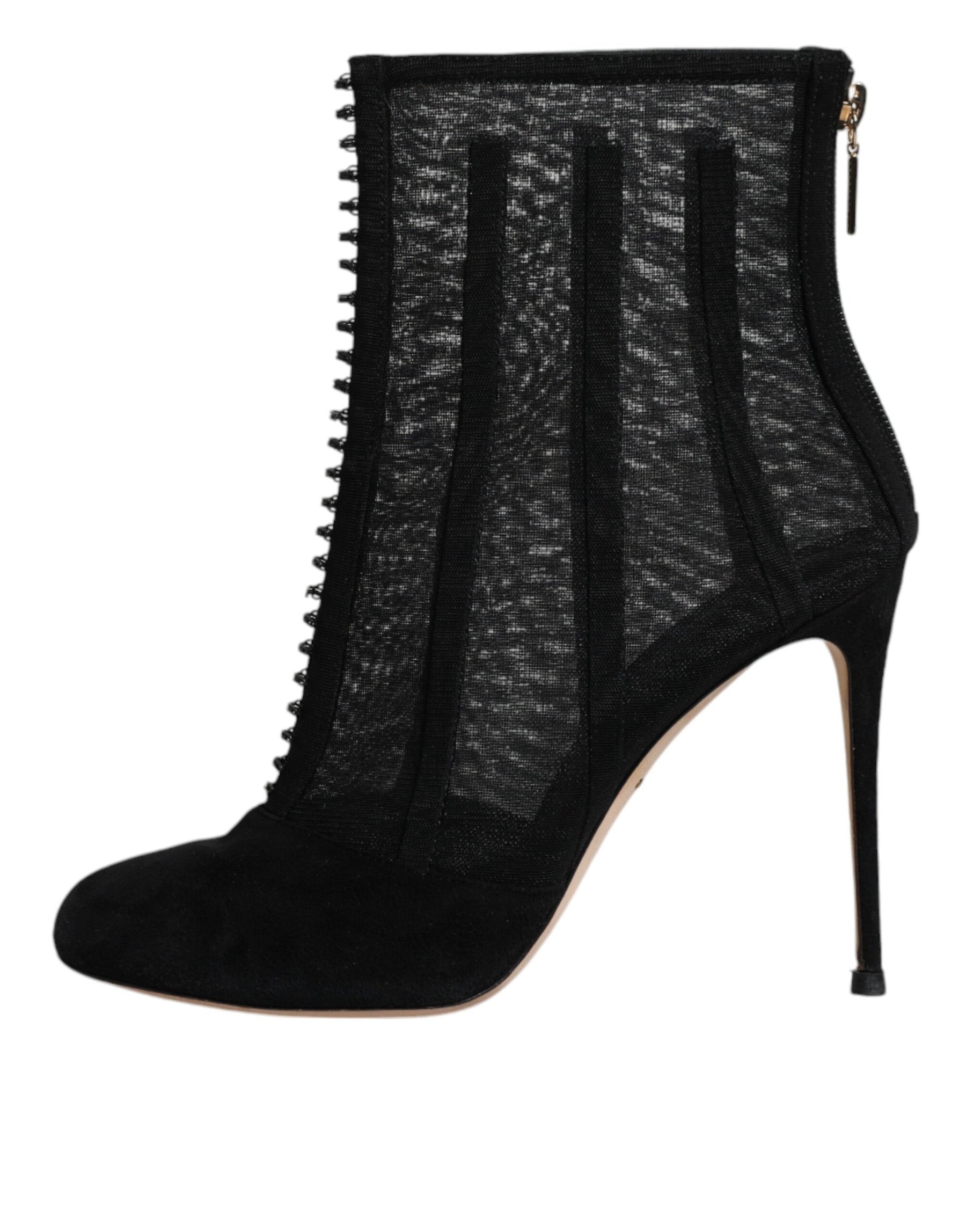Dolce & Gabbana Black Mesh Stiletto Heels Ankle Boots Shoes | Regal Royce