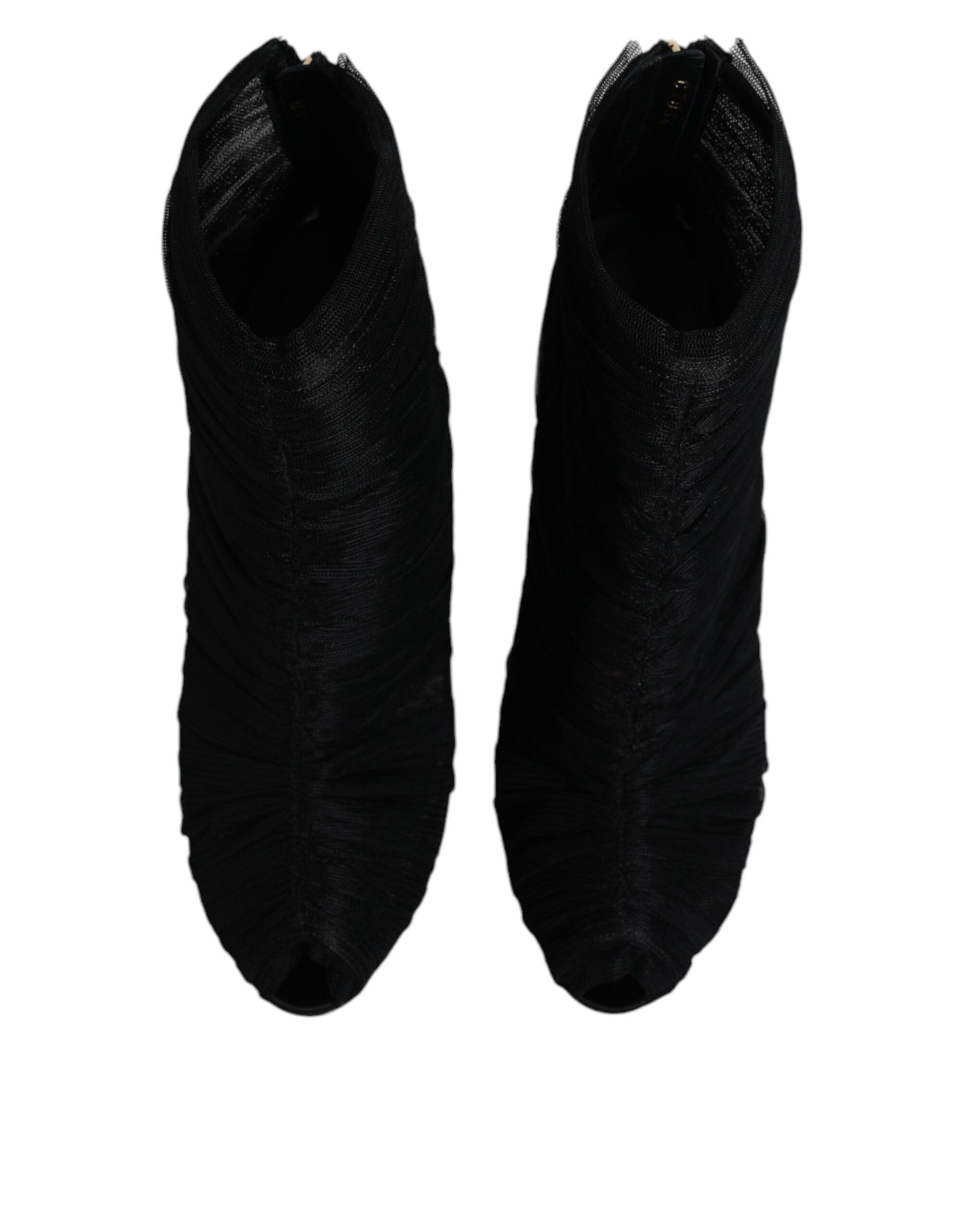 Dolce & Gabbana Black Mesh Stiletto Heels Ankle Boots Shoes | Regal Royce