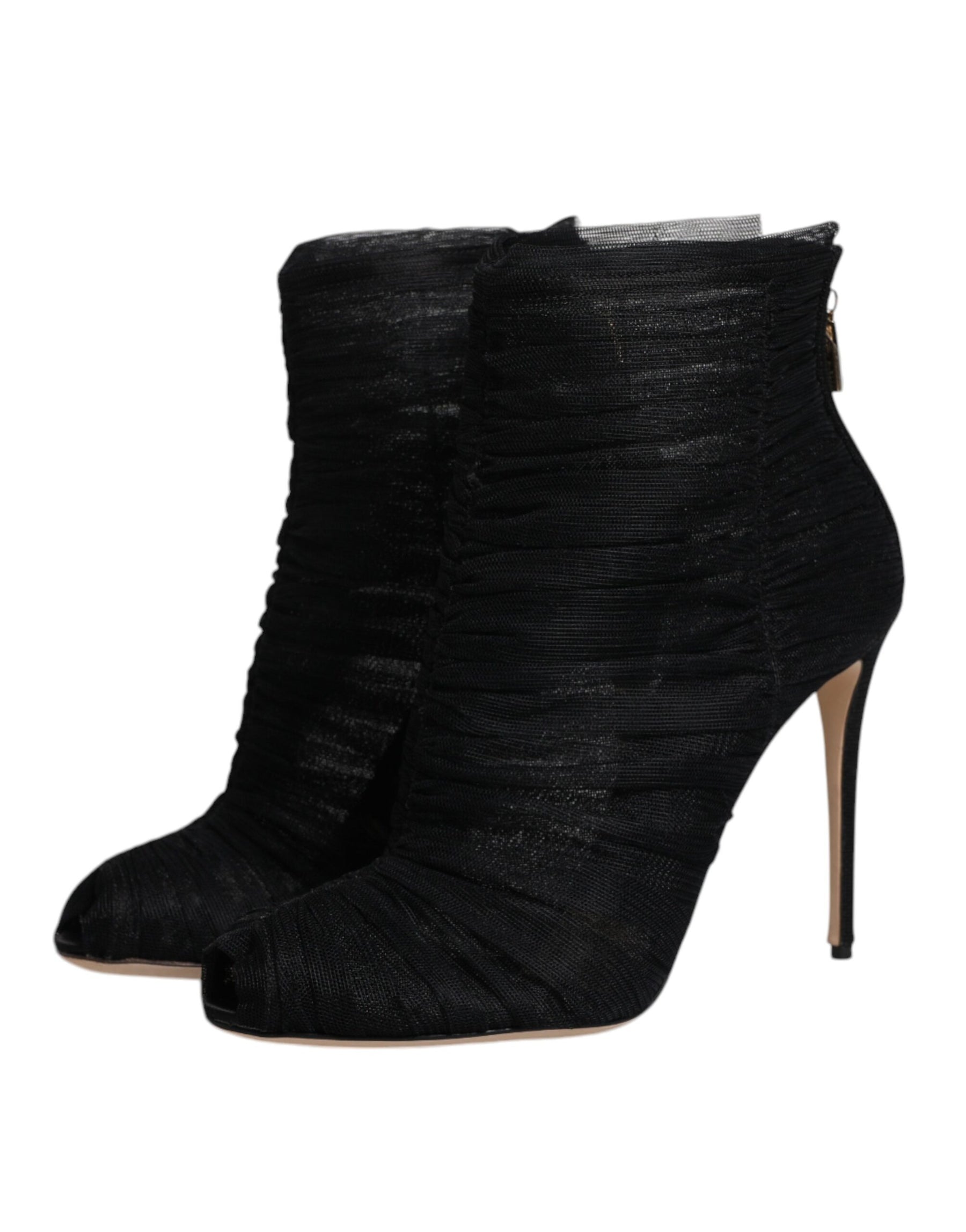 Dolce & Gabbana Black Mesh Stiletto Heels Ankle Boots Shoes | Regal Royce