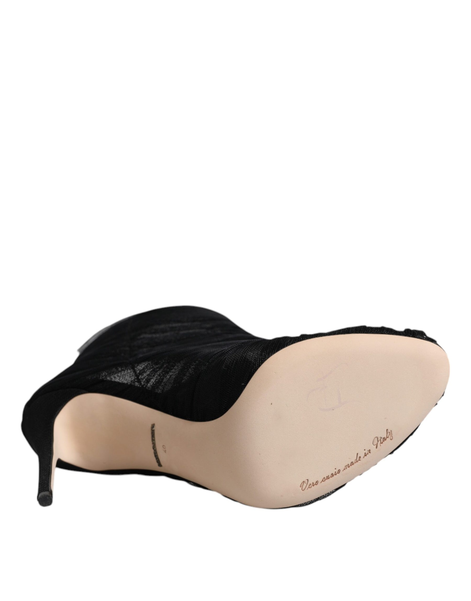 Dolce & Gabbana Black Mesh Stiletto Heels Ankle Boots Shoes | Regal Royce