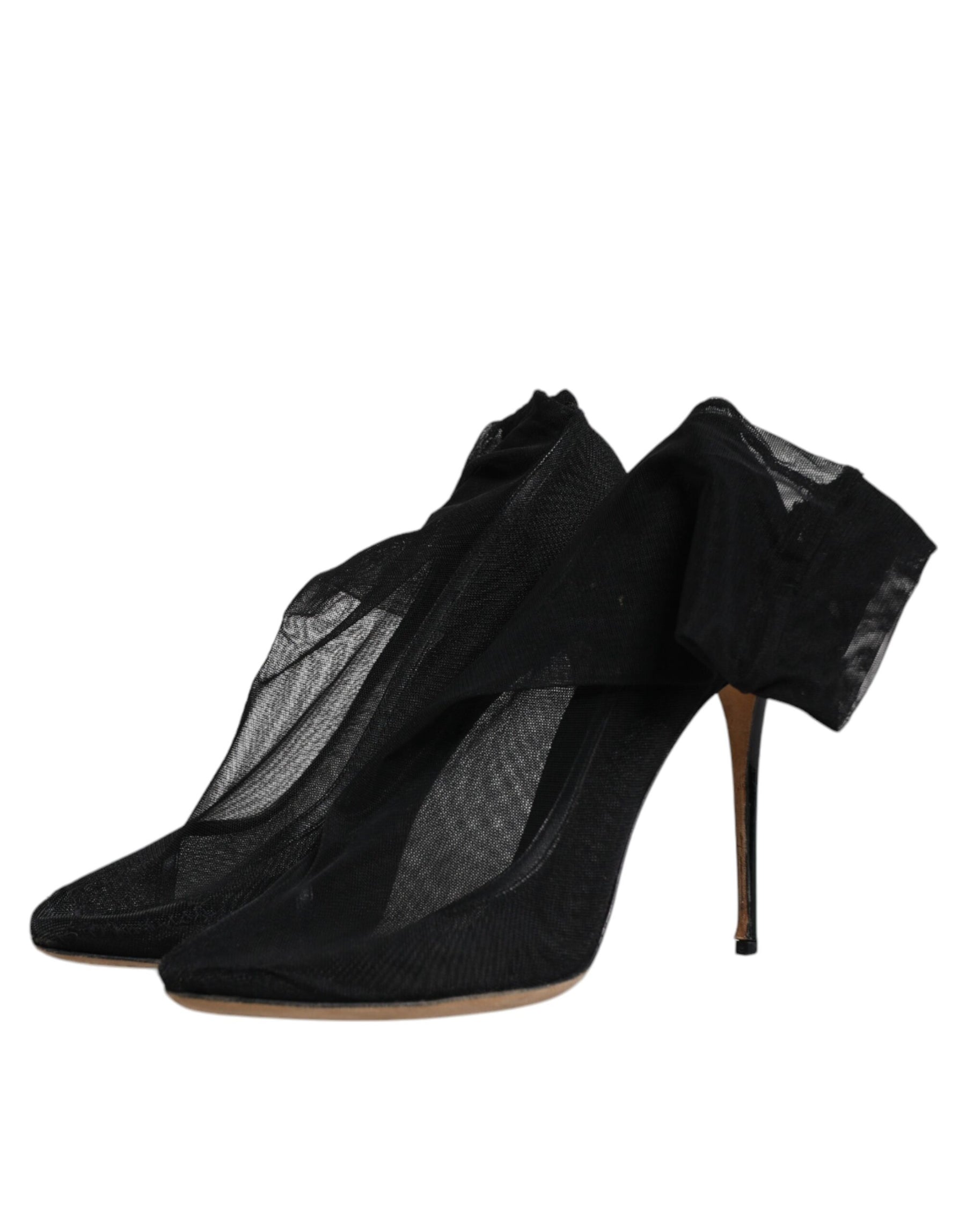 Dolce & Gabbana Black Nylon Stretch Mesh Sock Boots Shoes | Regal Royce