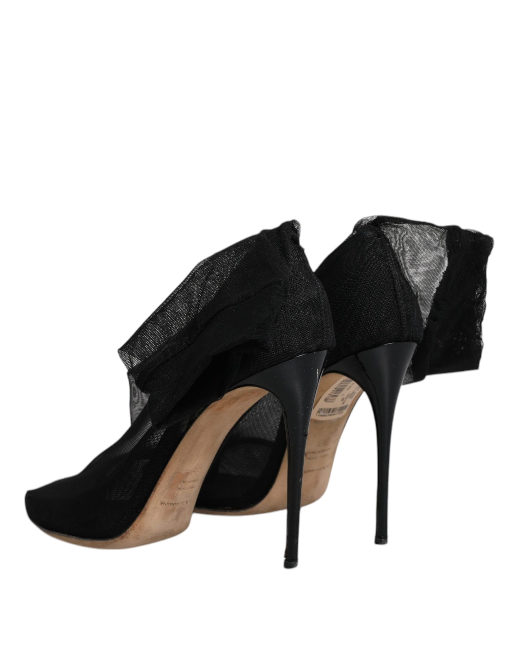 Dolce & Gabbana Black Nylon Stretch Mesh Sock Boots Shoes | Regal Royce