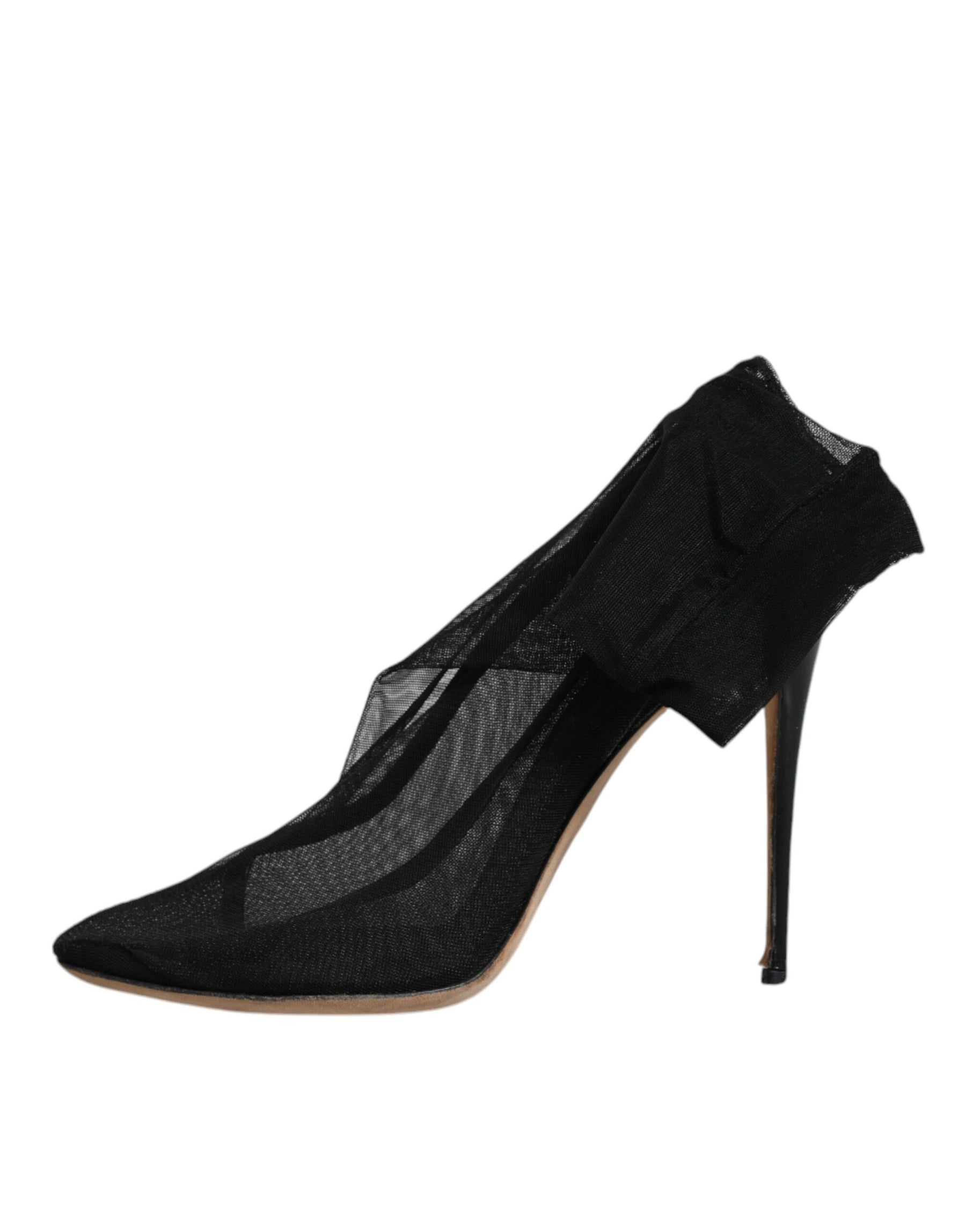 Dolce & Gabbana Black Nylon Stretch Mesh Sock Boots Shoes | Regal Royce