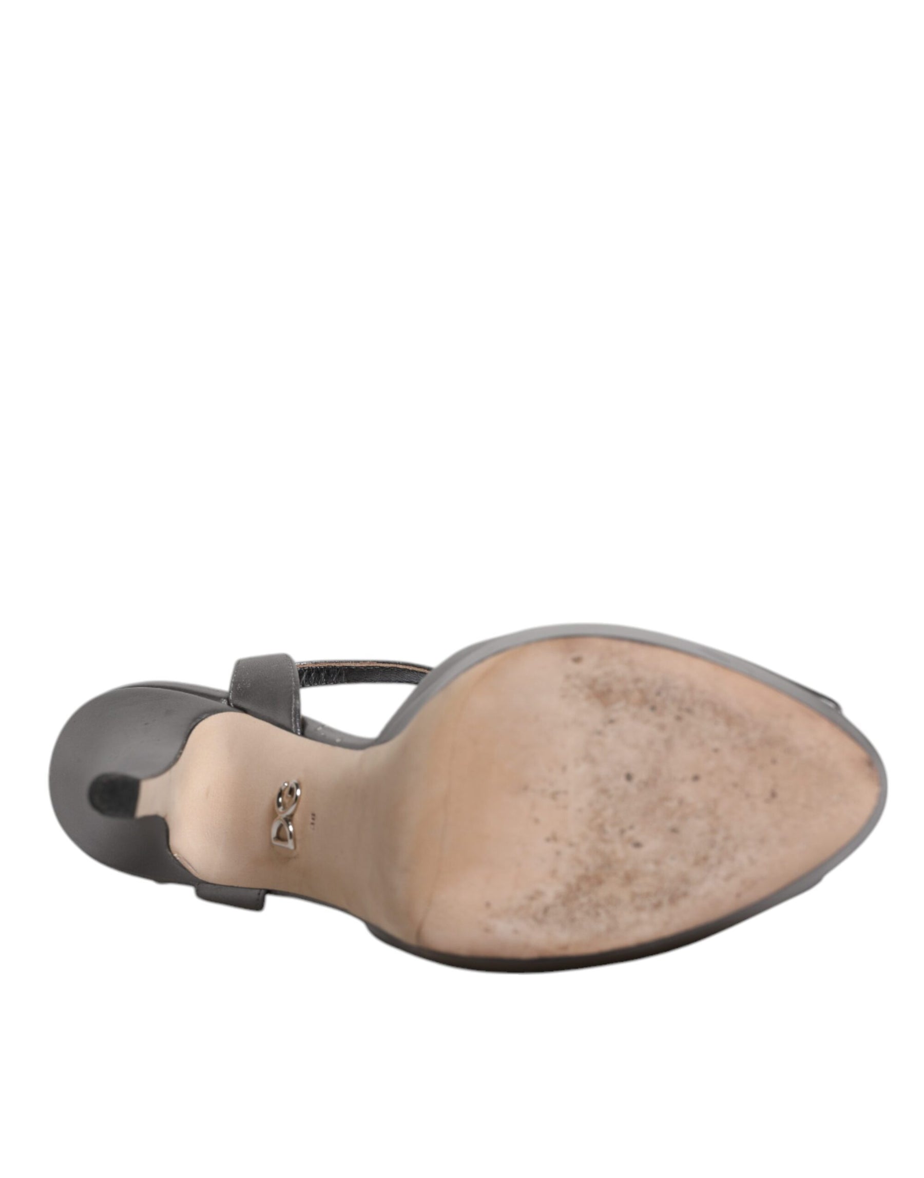 Dolce & Gabbana Silver Leather Platform Heels Sandals Shoes | Regal Royce