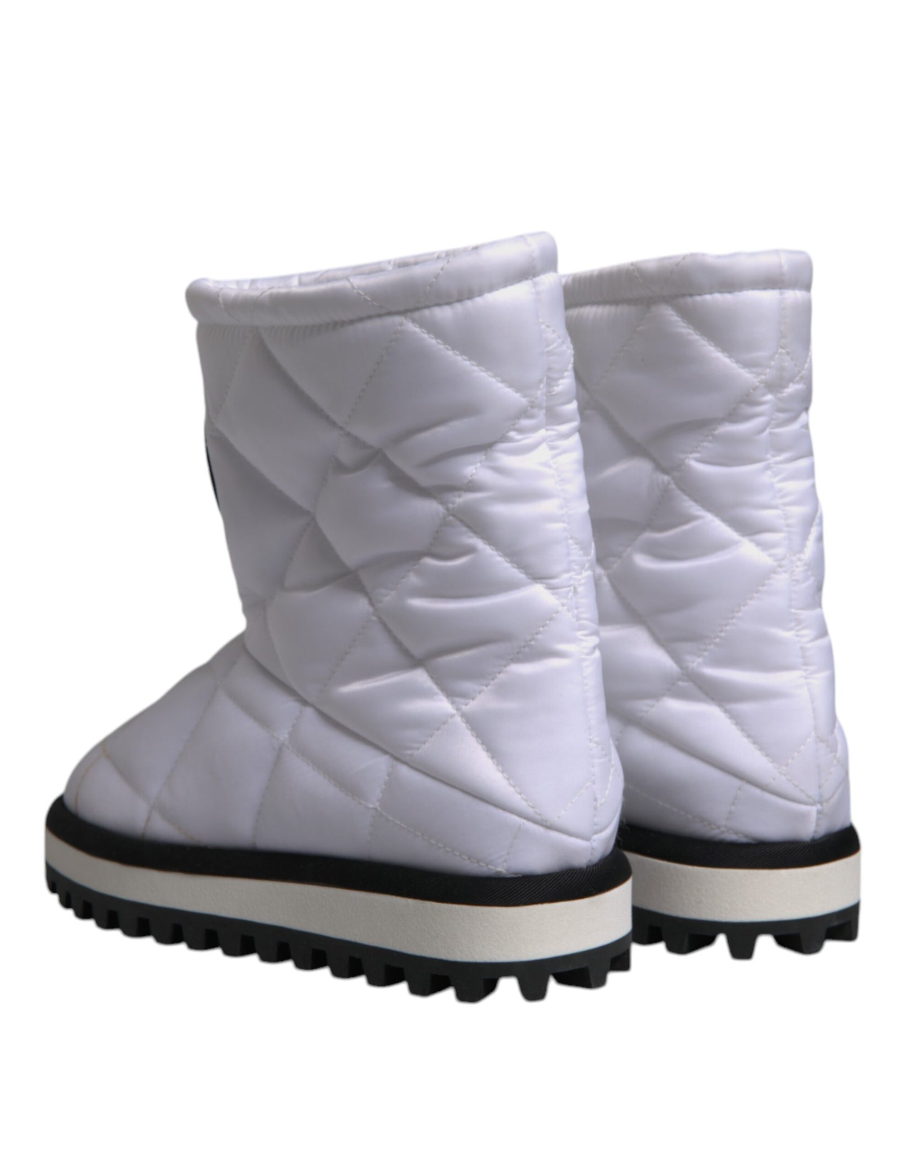 Dolce & Gabbana White Viscose Padded Mid Calf Boots Shoes | Regal Royce