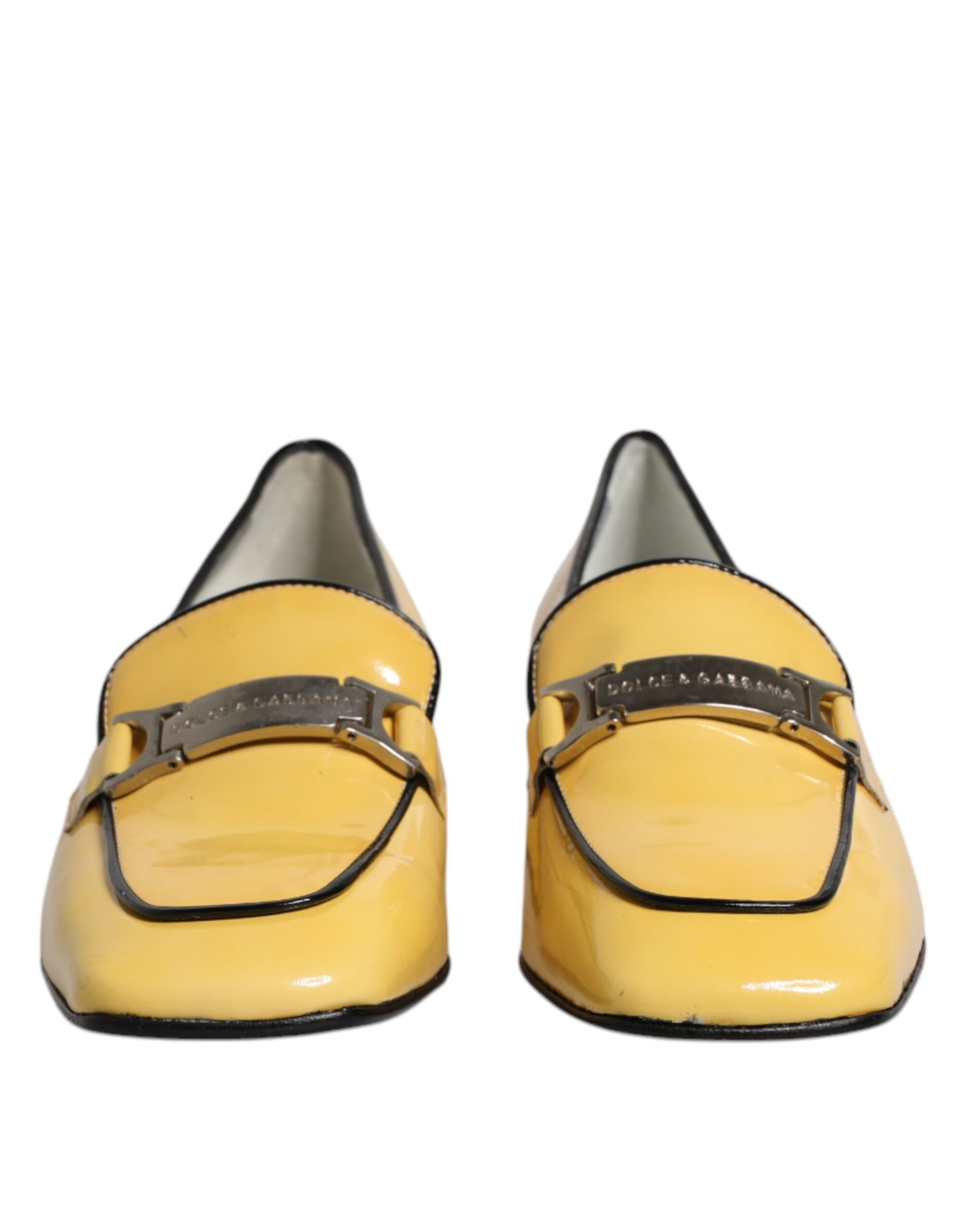 Dolce & Gabbana Yellow Leather Logo Plaque Slip On Mocassin Shoes | Regal Royce