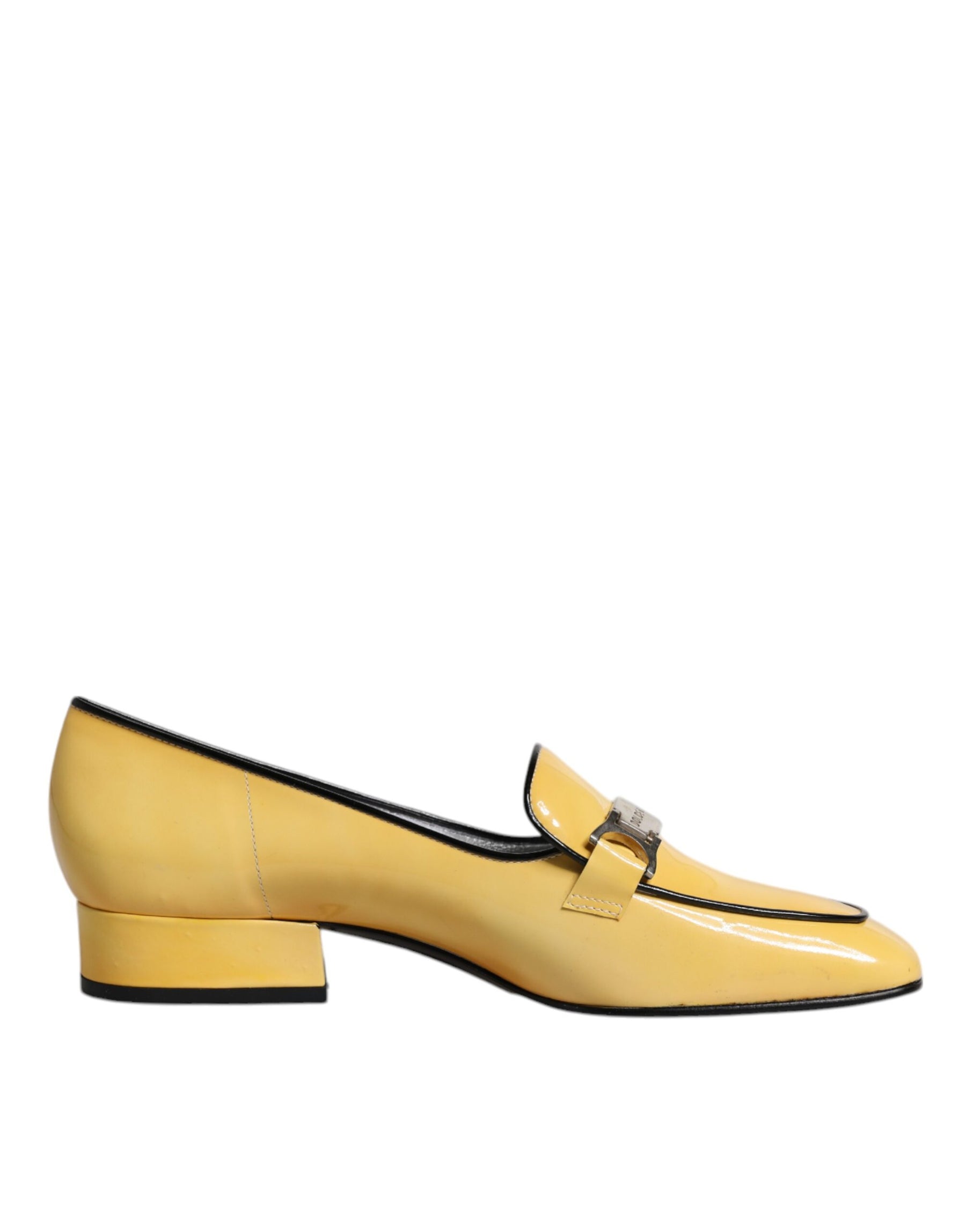 Dolce & Gabbana Yellow Leather Logo Plaque Slip On Mocassin Shoes | Regal Royce