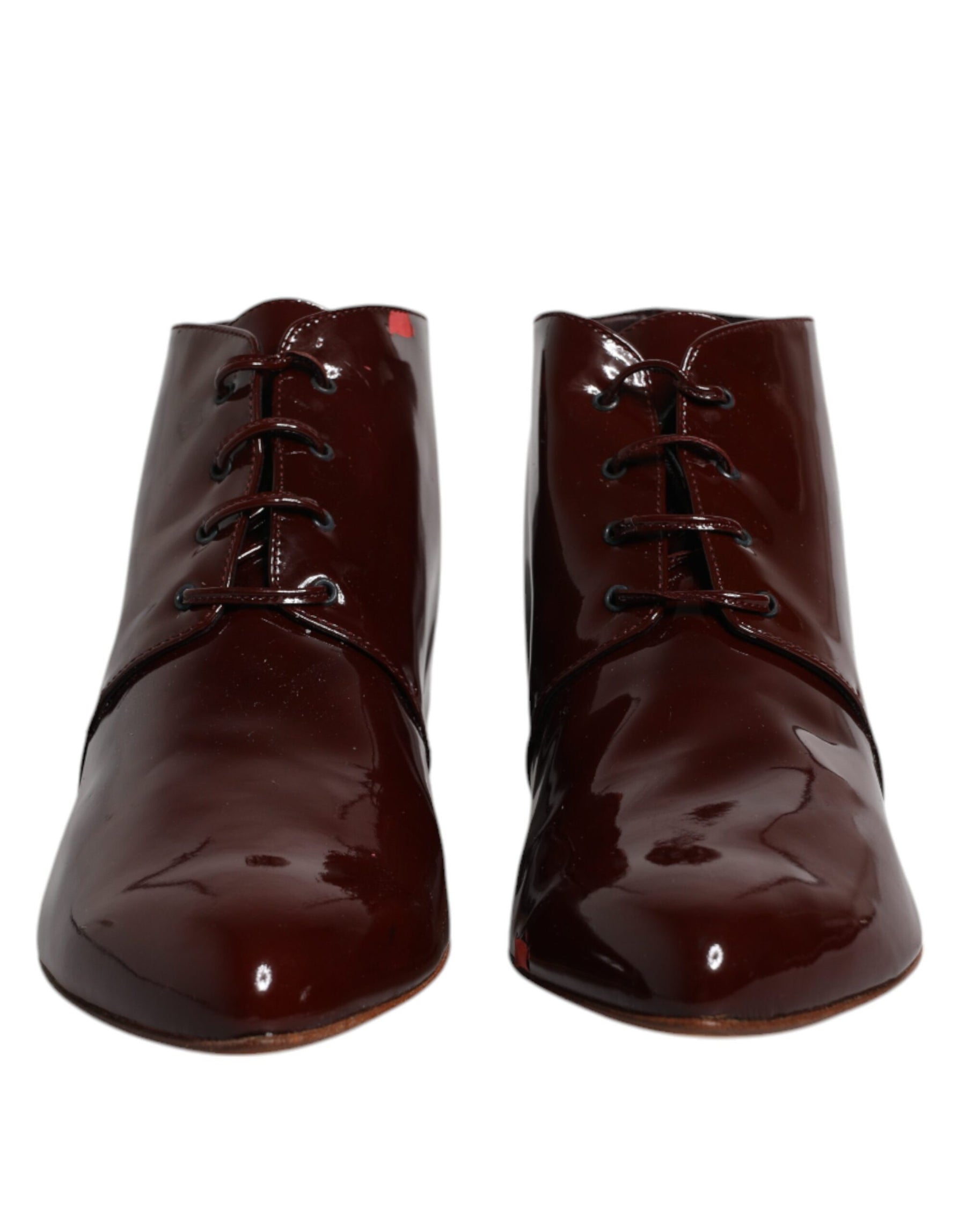 Dolce & Gabbana Maroon Leather Lace Up Ankle Boots Shoes | Regal Royce