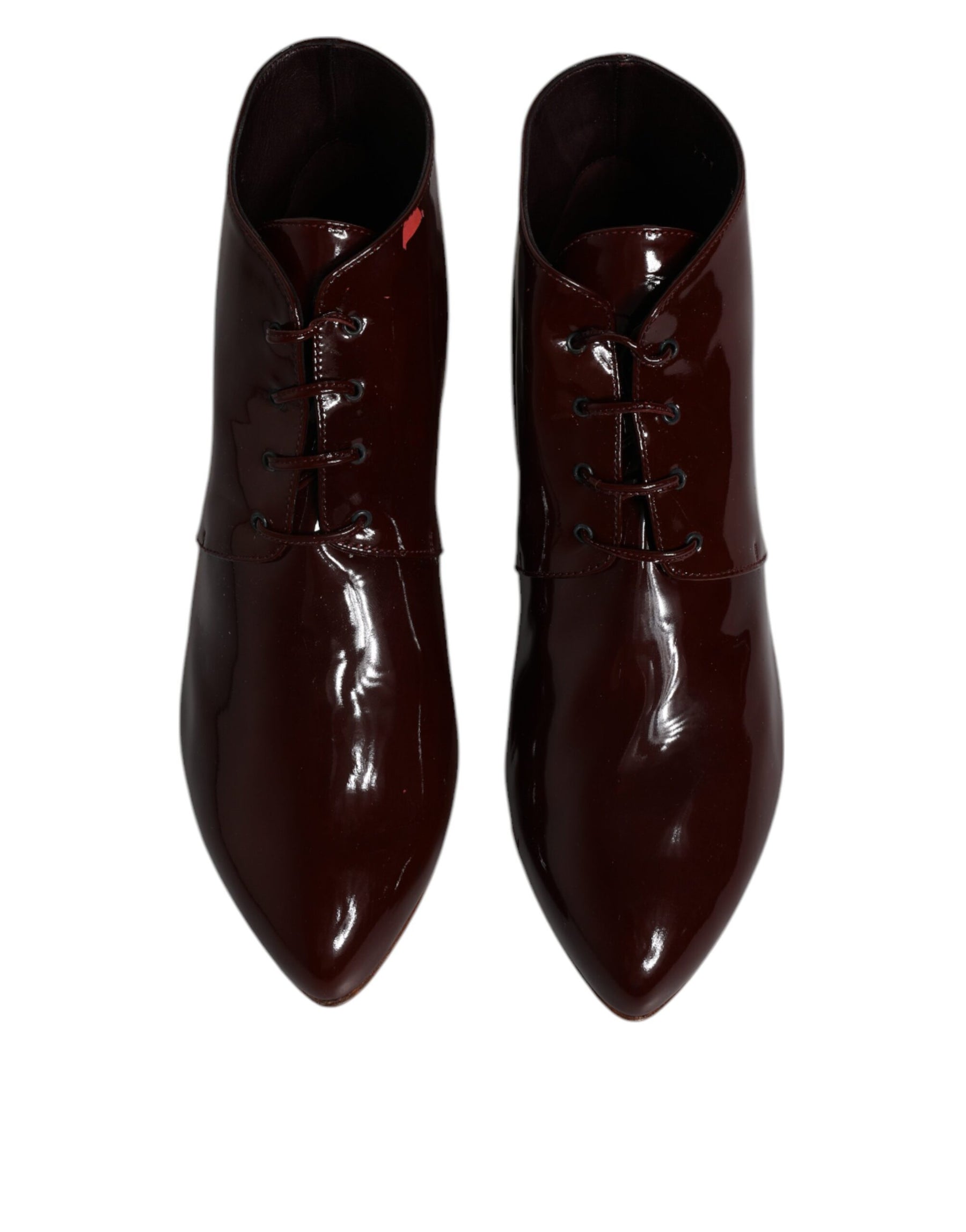 Dolce & Gabbana Maroon Leather Lace Up Ankle Boots Shoes | Regal Royce