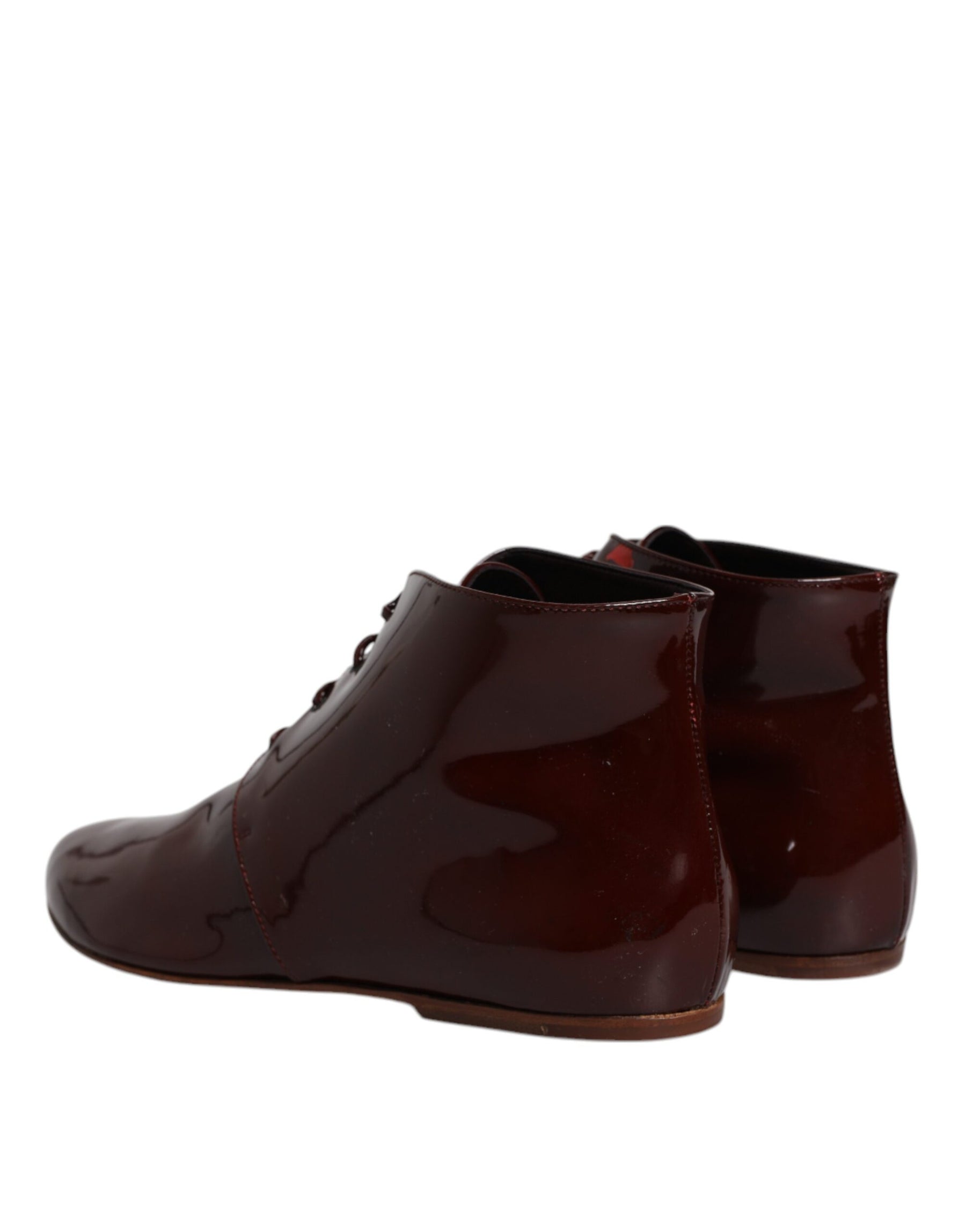 Dolce & Gabbana Maroon Leather Lace Up Ankle Boots Shoes | Regal Royce