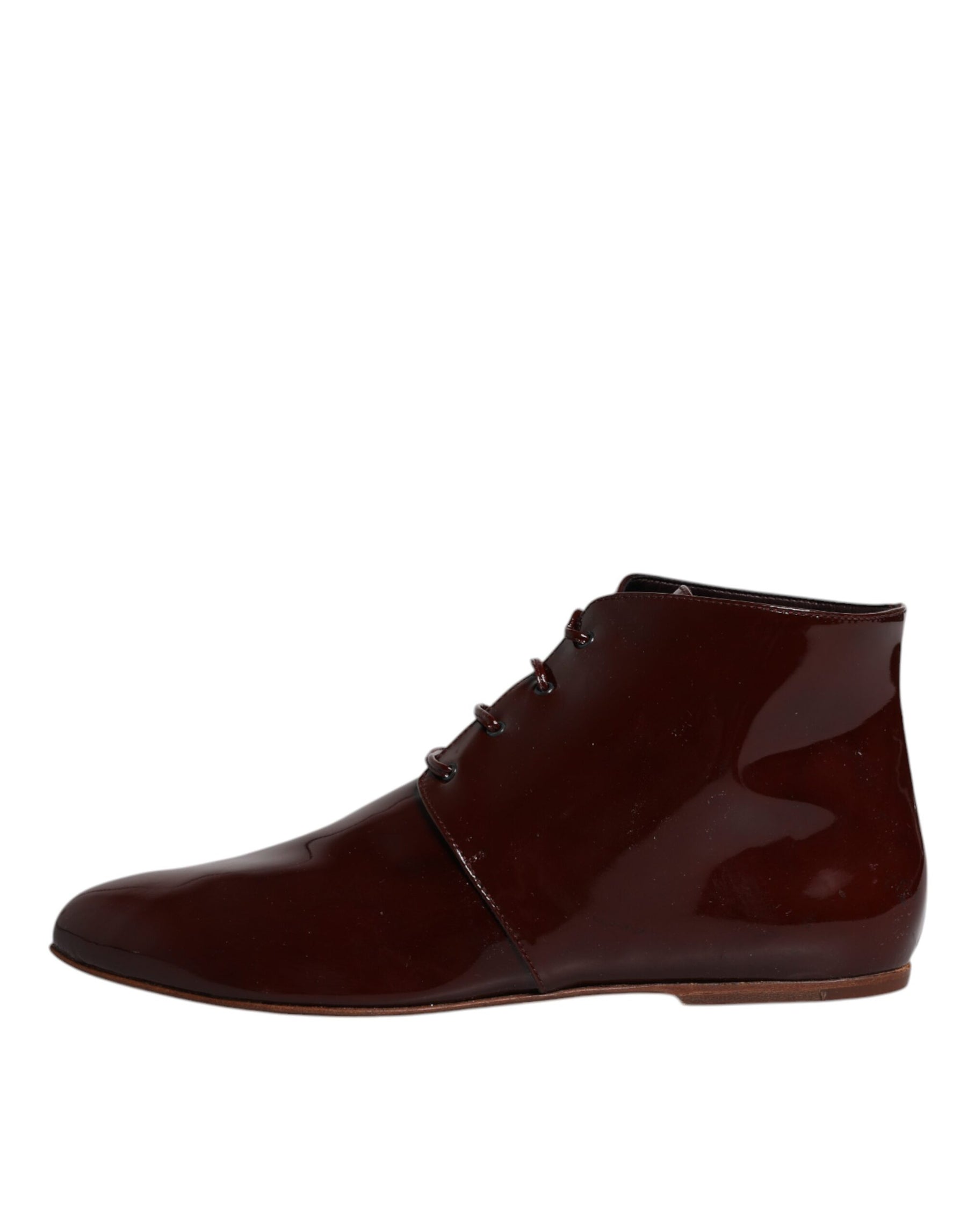 Dolce & Gabbana Maroon Leather Lace Up Ankle Boots Shoes | Regal Royce