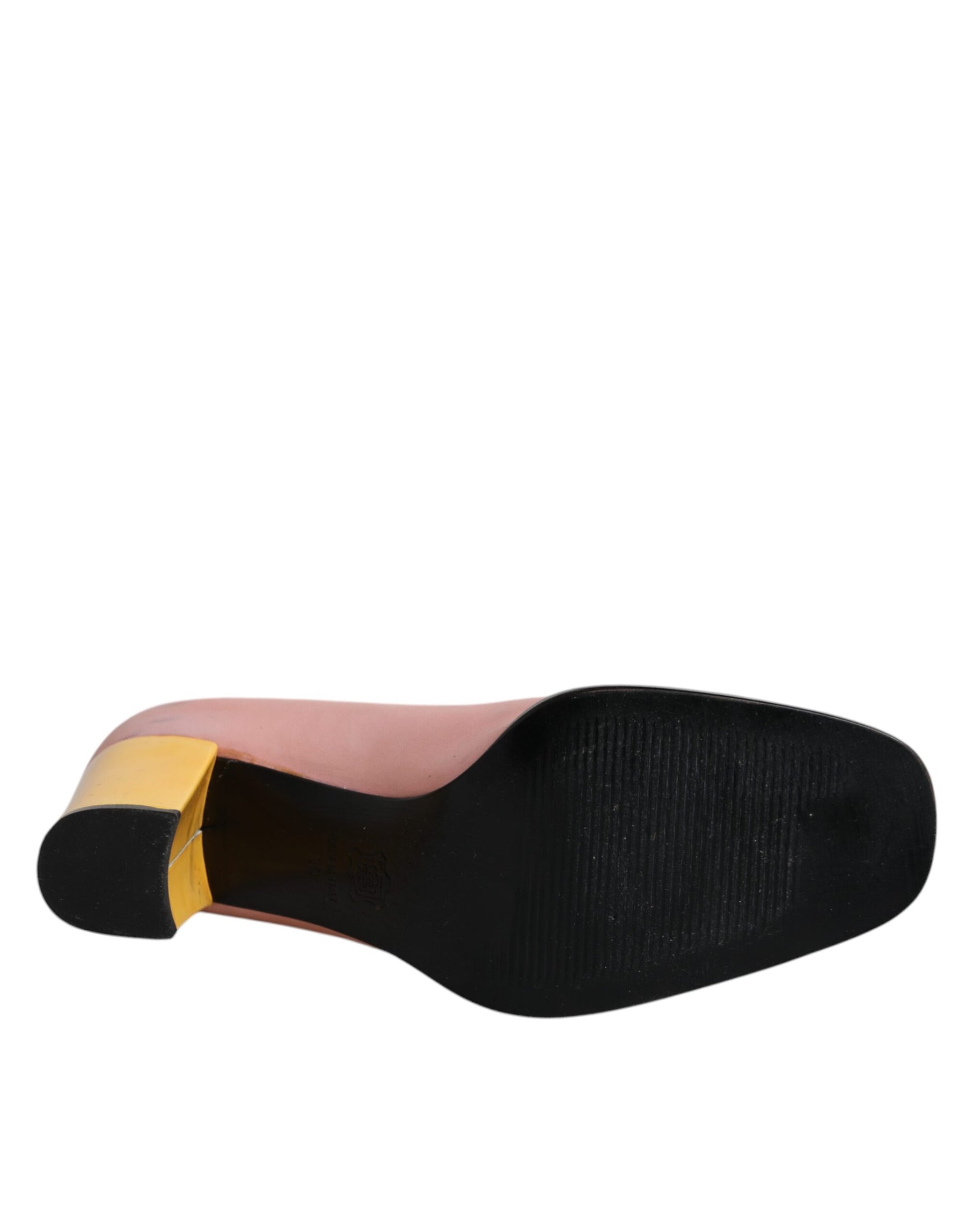 Dolce & Gabbana Pink Yellow Leather Block Heels Pumps Shoes | Regal Royce