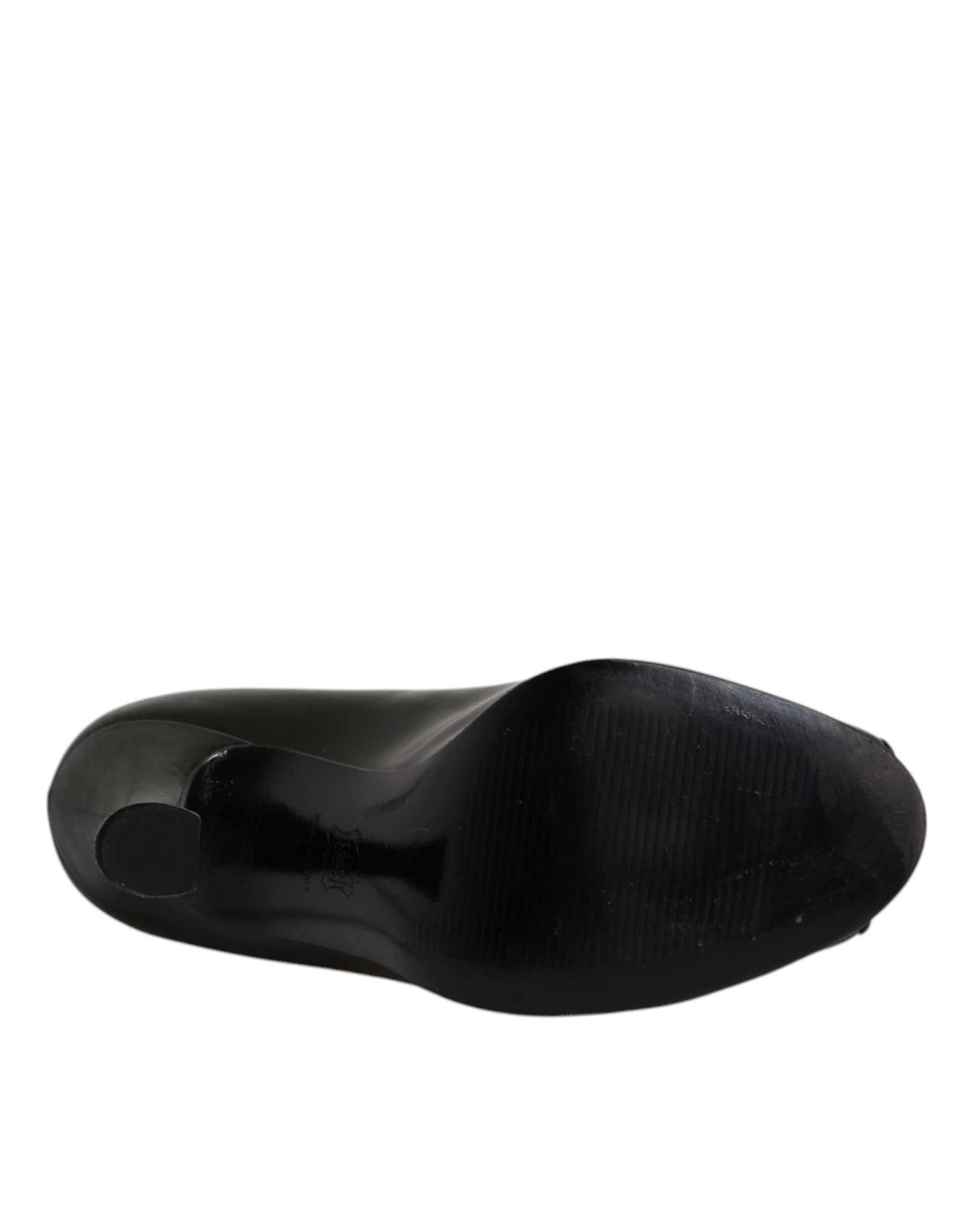 Dolce & Gabbana Green Leather Peep Toe Heels Pumps Shoes | Regal Royce