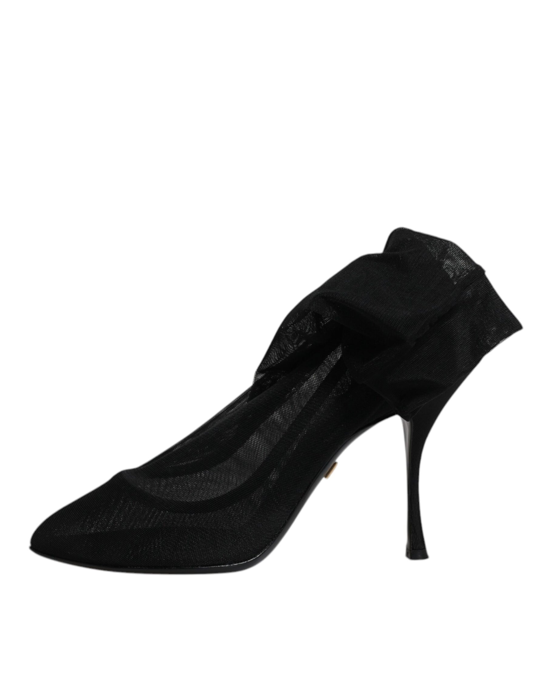 Dolce & Gabbana Black Silk Mesh Sock Style Boots Shoes | Regal Royce