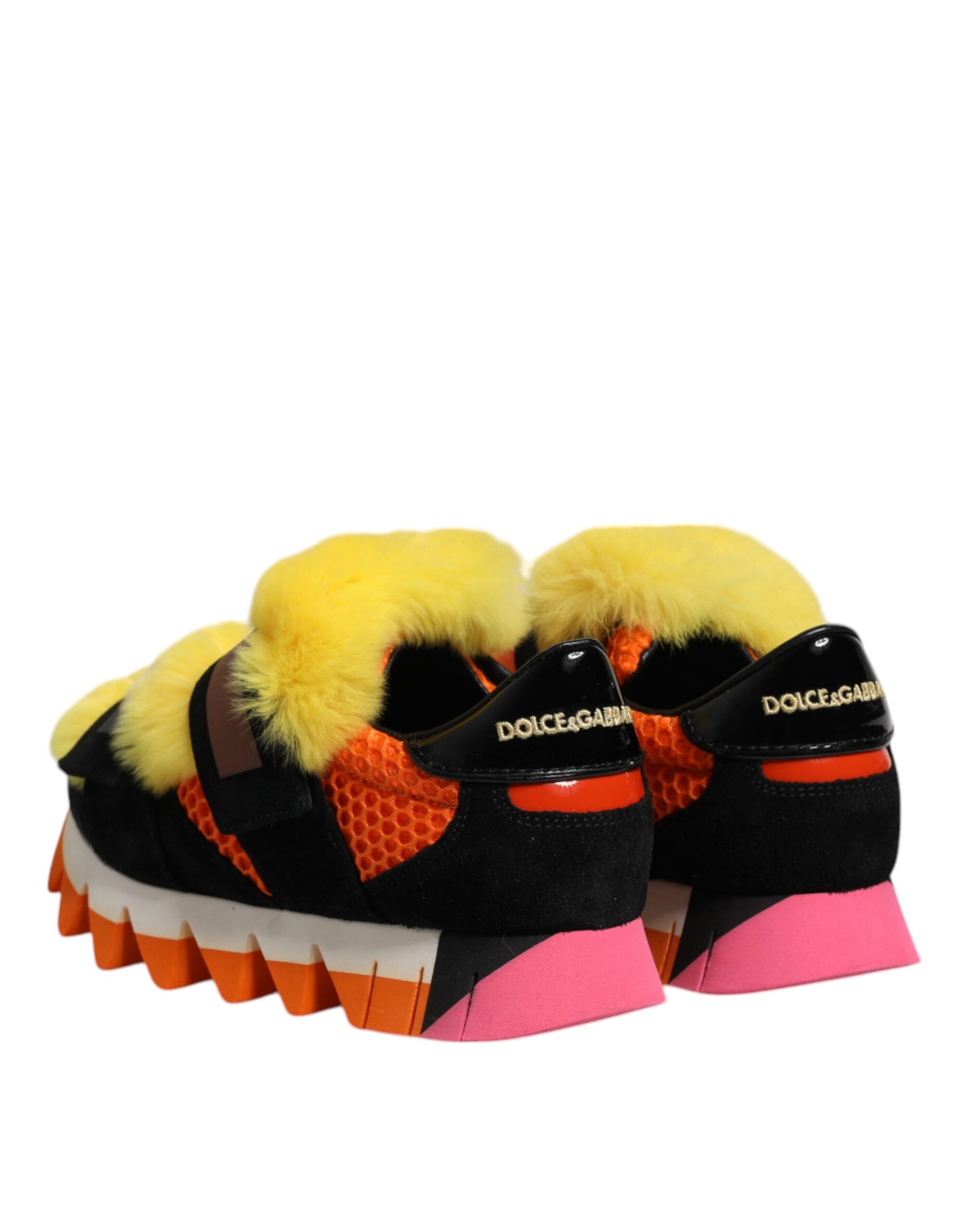 Dolce & Gabbana Multicolor Fur Embellished Sneakers Shoes | Regal Royce