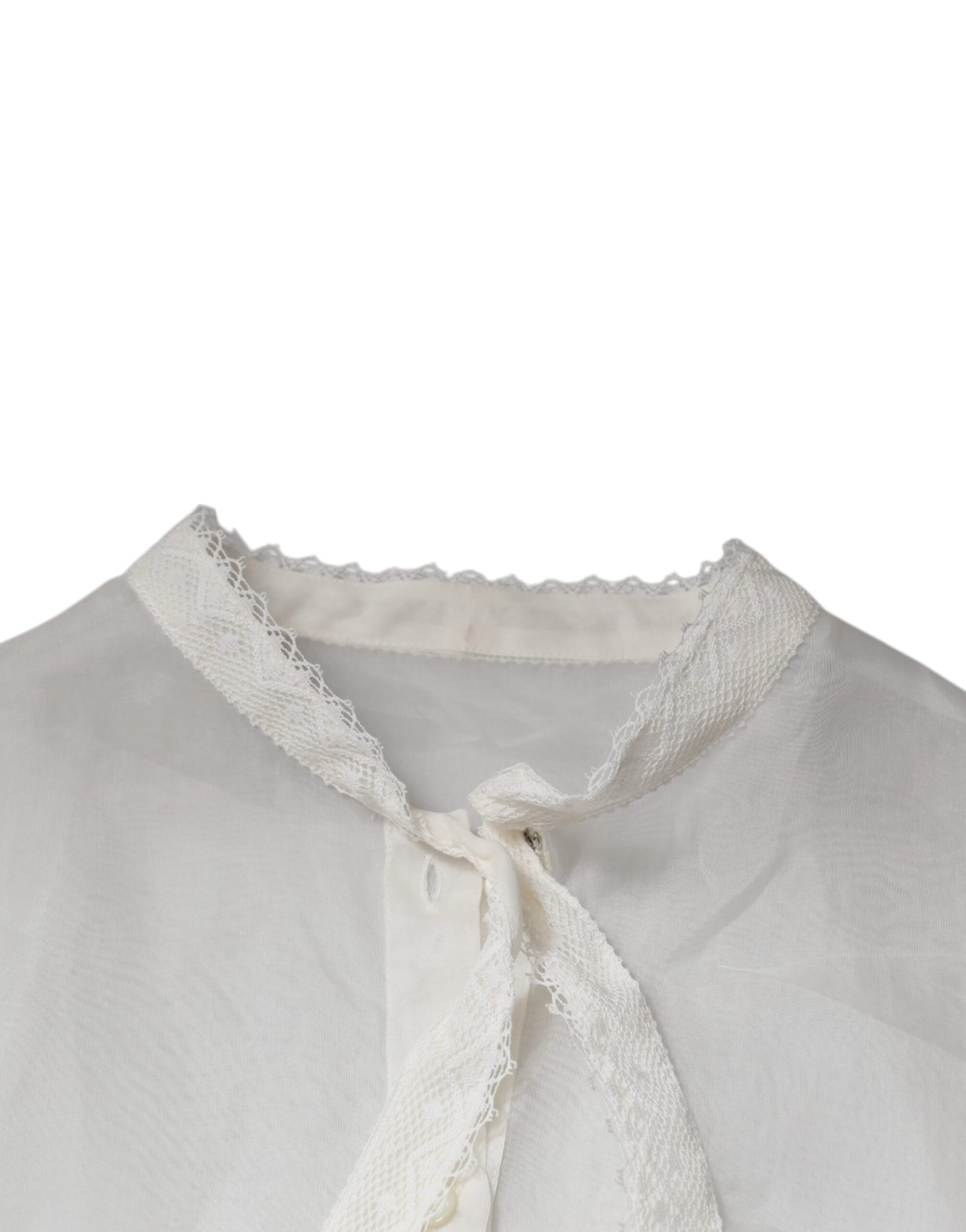Dolce & Gabbana White Ascot Collar Long Sleeves Blouse Top | Regal Royce