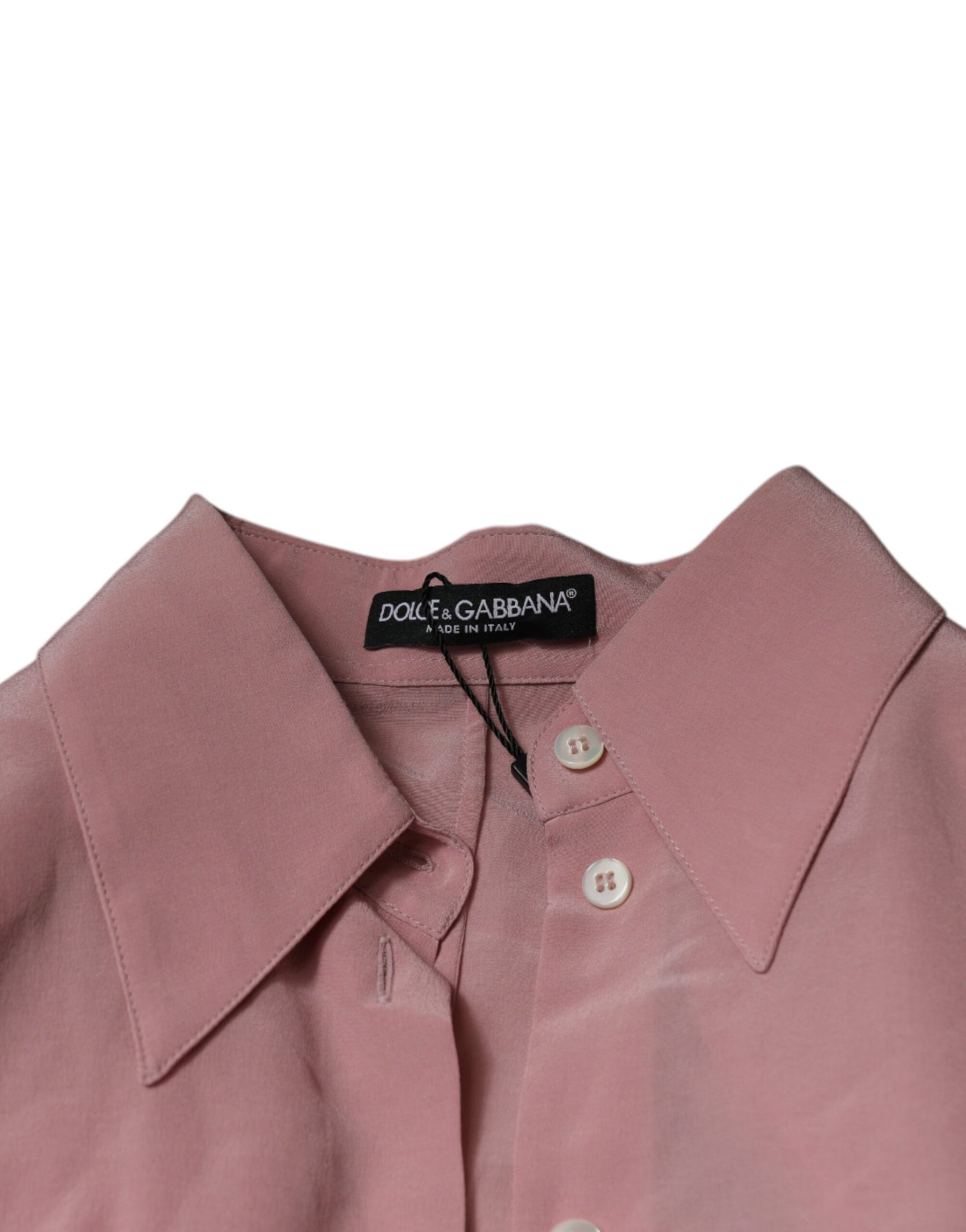 Dolce & Gabbana Pink Cotton Long Sleeves Collared Blouse Top | Regal Royce