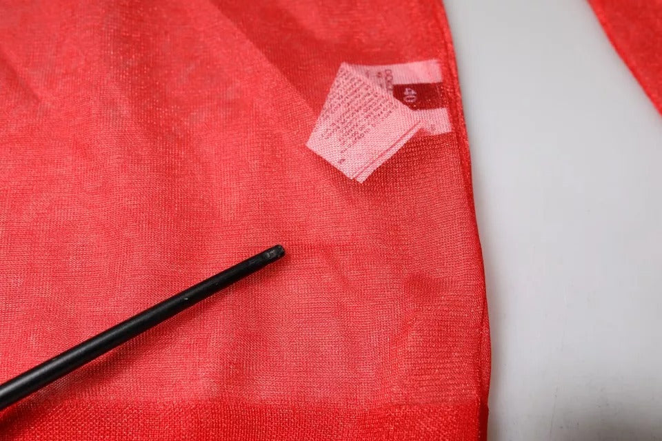 Dolce & Gabbana Red Mesh Turtleneck Long Sleeve Blouse Top | Regal Royce